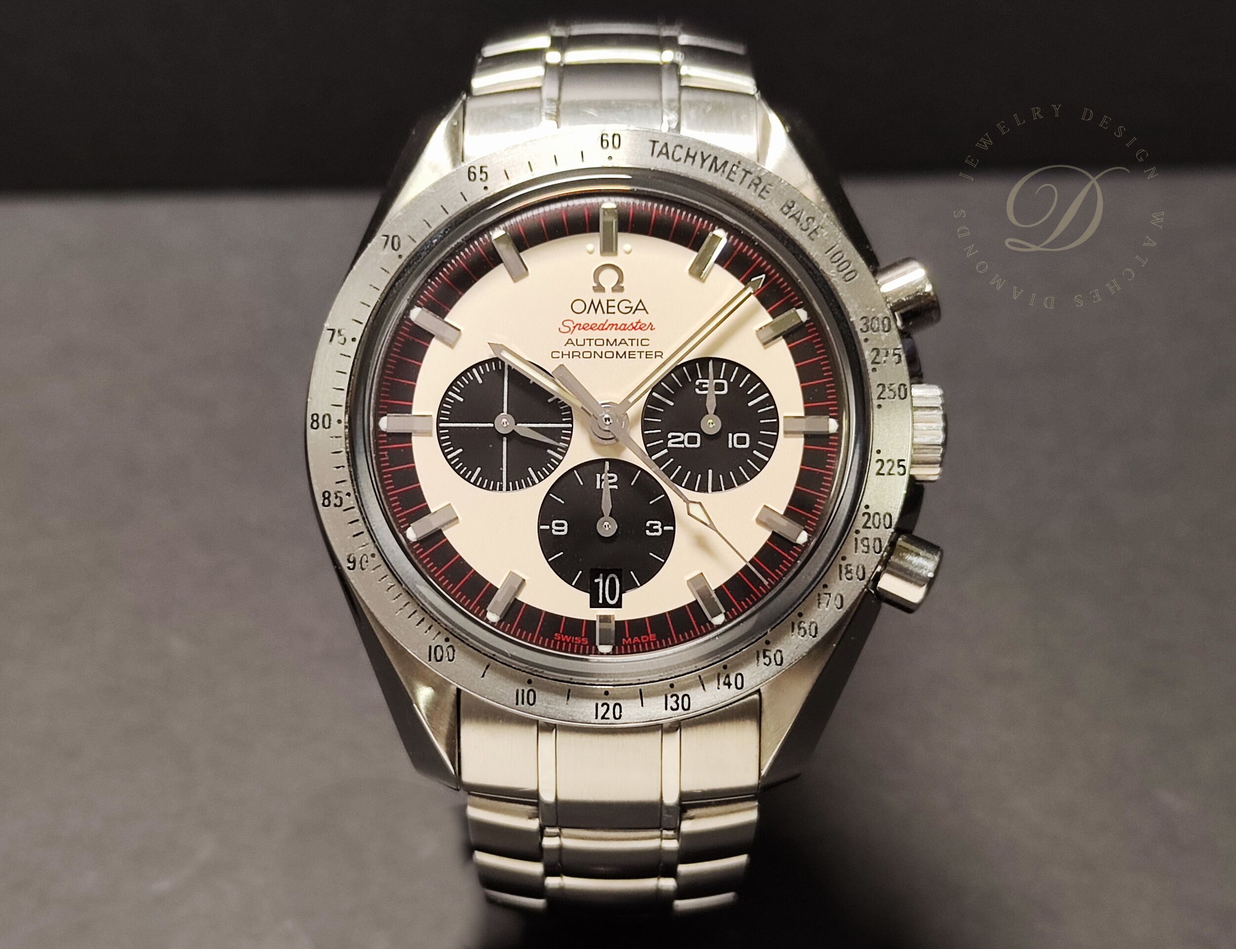 OMEGA 超霸 speedmaster 舒馬克 F1特別款 大錶徑42mm 熊貓面盤 計時功能 全球限量~原廠盒單