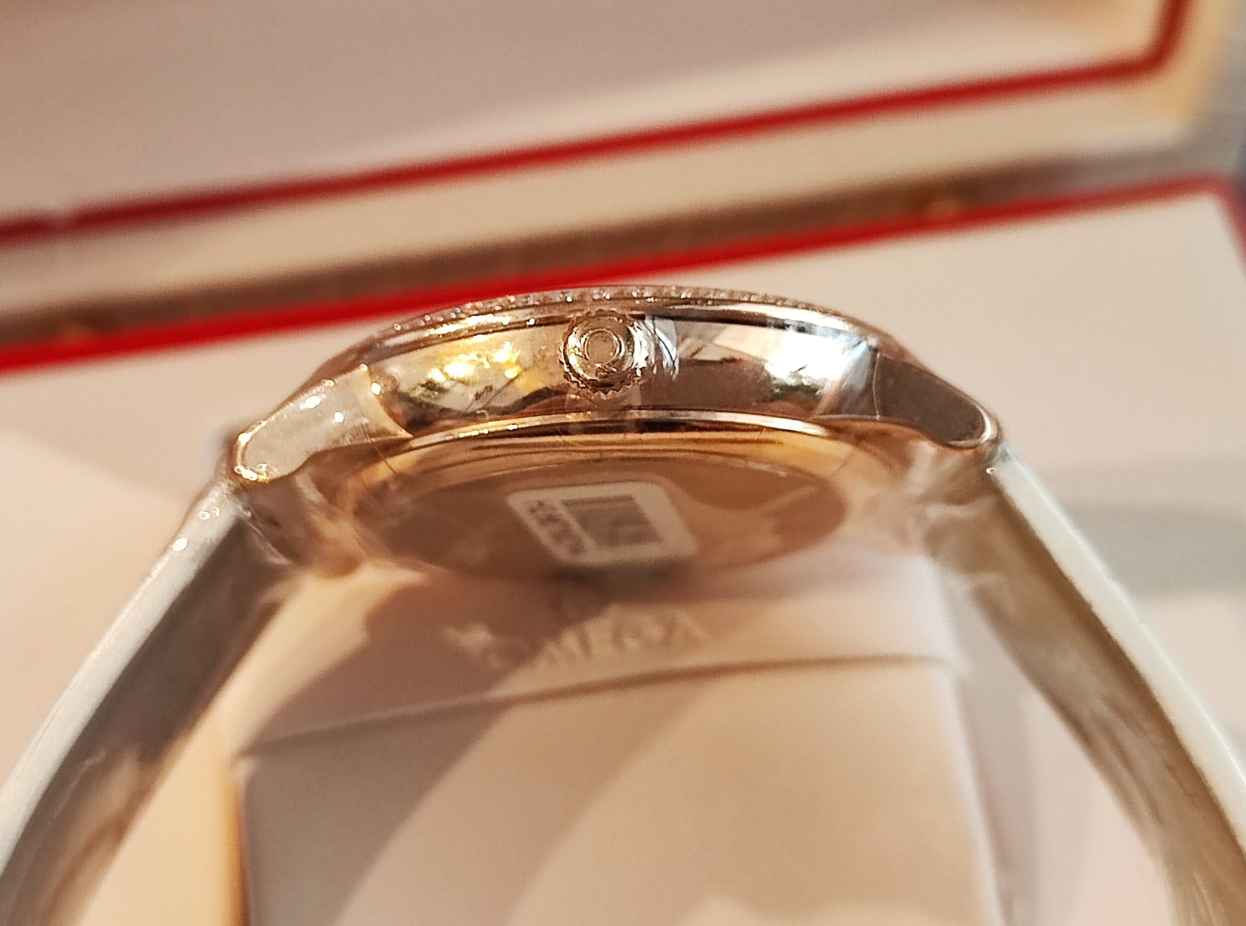 OMEGA 碟飛系列 全新 Butterfly蝴蝶面盤 玫瑰金 原鑲鑽圈 錶徑37mm 自動上鍊~國內AD 6