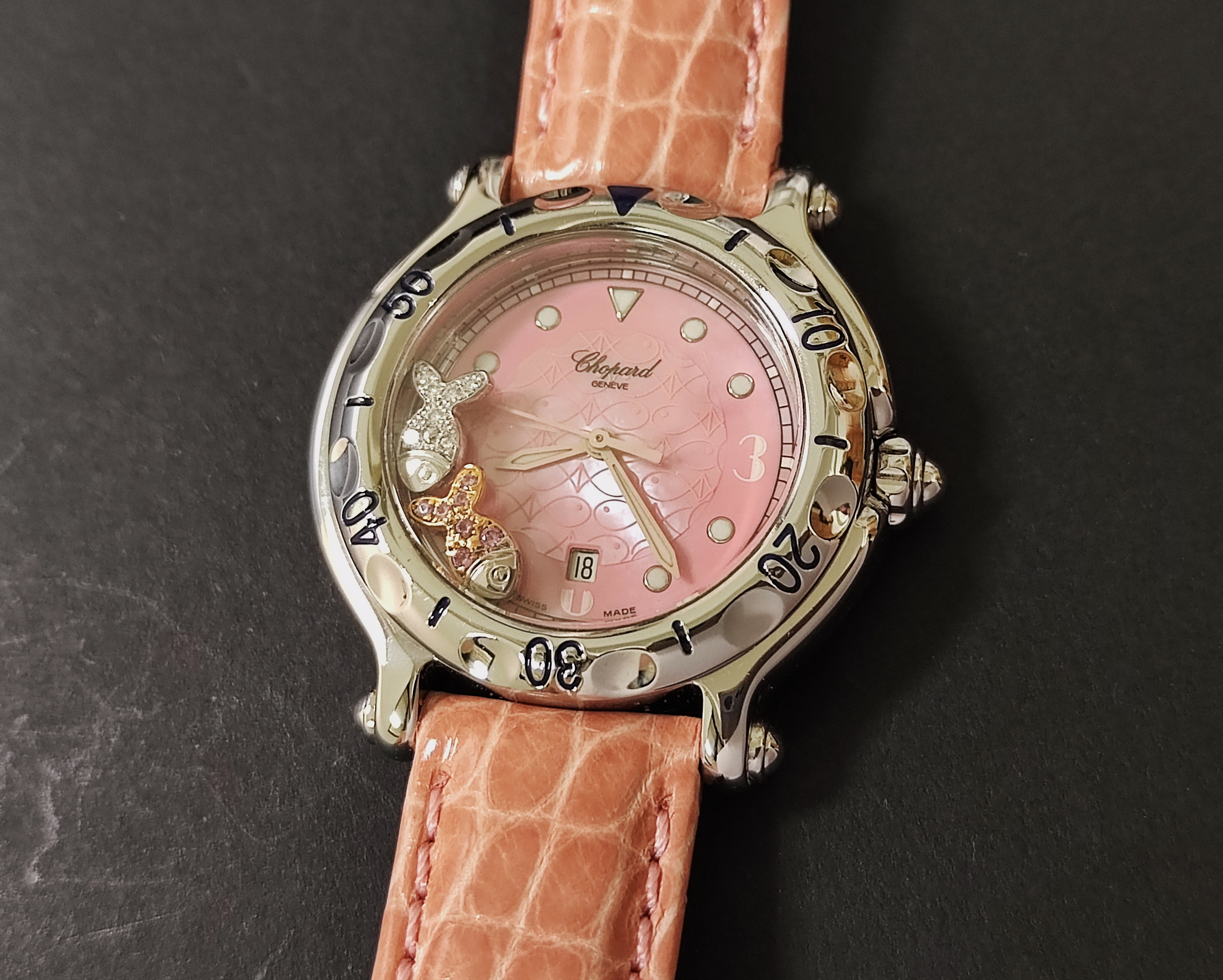 蕭邦 CHOPARD 快樂鑽 粉紅面盤 錶徑32mm 石英機芯 快樂魚~原廠保單 國內AD 3