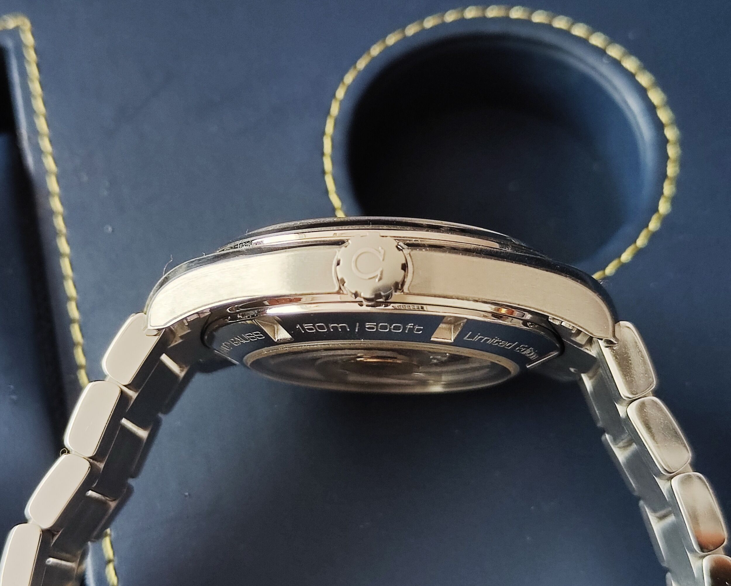OMEGA 海馬 Aqua Terra 詹姆斯龐德 007限量款 大錶徑41.5mm 原廠鋼帶+原廠編織帶 抗磁錶殼~原廠盒單 龐德徽章 5