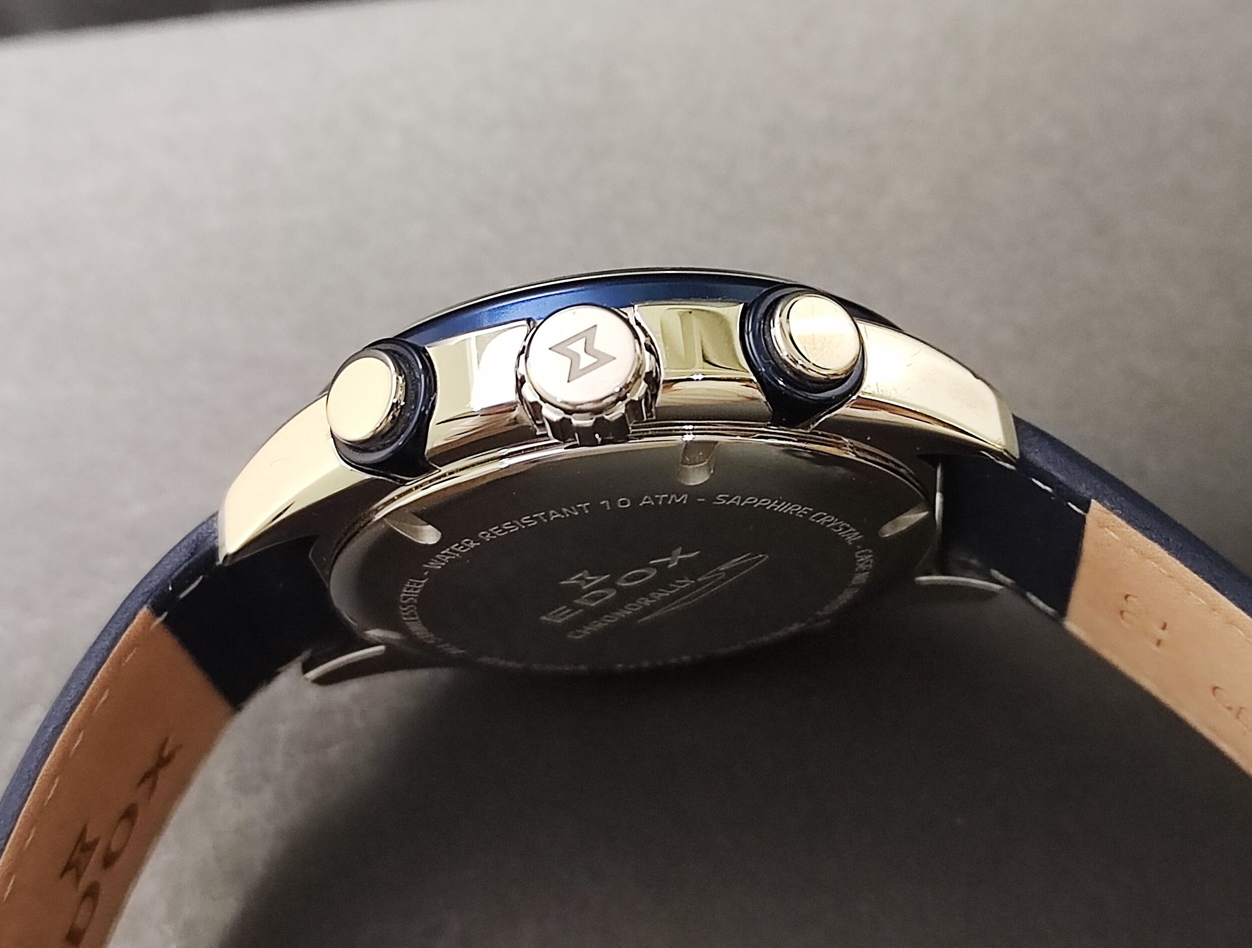 EDOX 伊度錶 藍色面盤 大錶徑43mm 自動上鍊 計時功能~原廠盒單 4