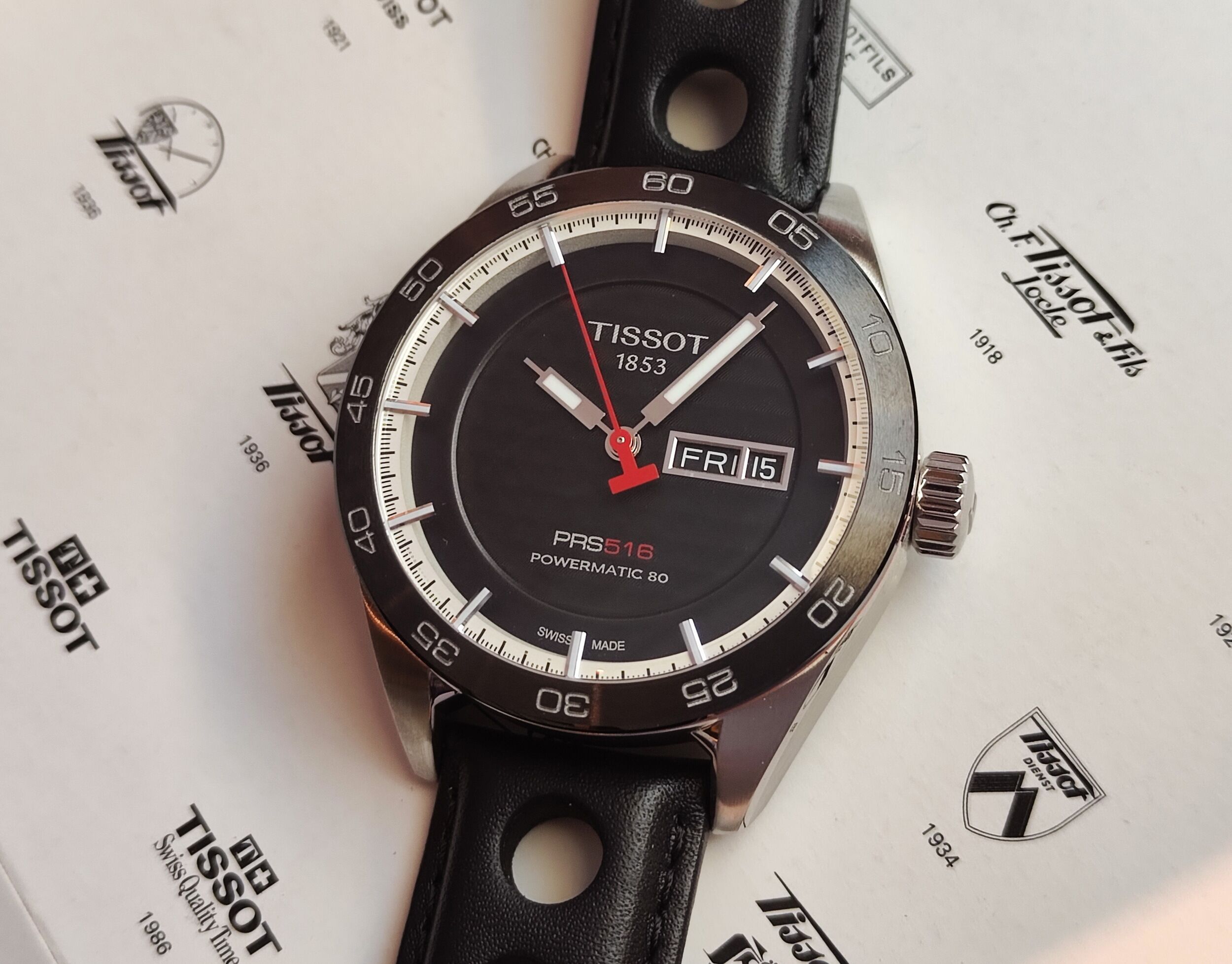 天梭 TISSOT 全新 PRS 516 大錶徑42mm 自動上鍊 黑色陶瓷錶圈 大三針~原廠盒單 未使用品 3