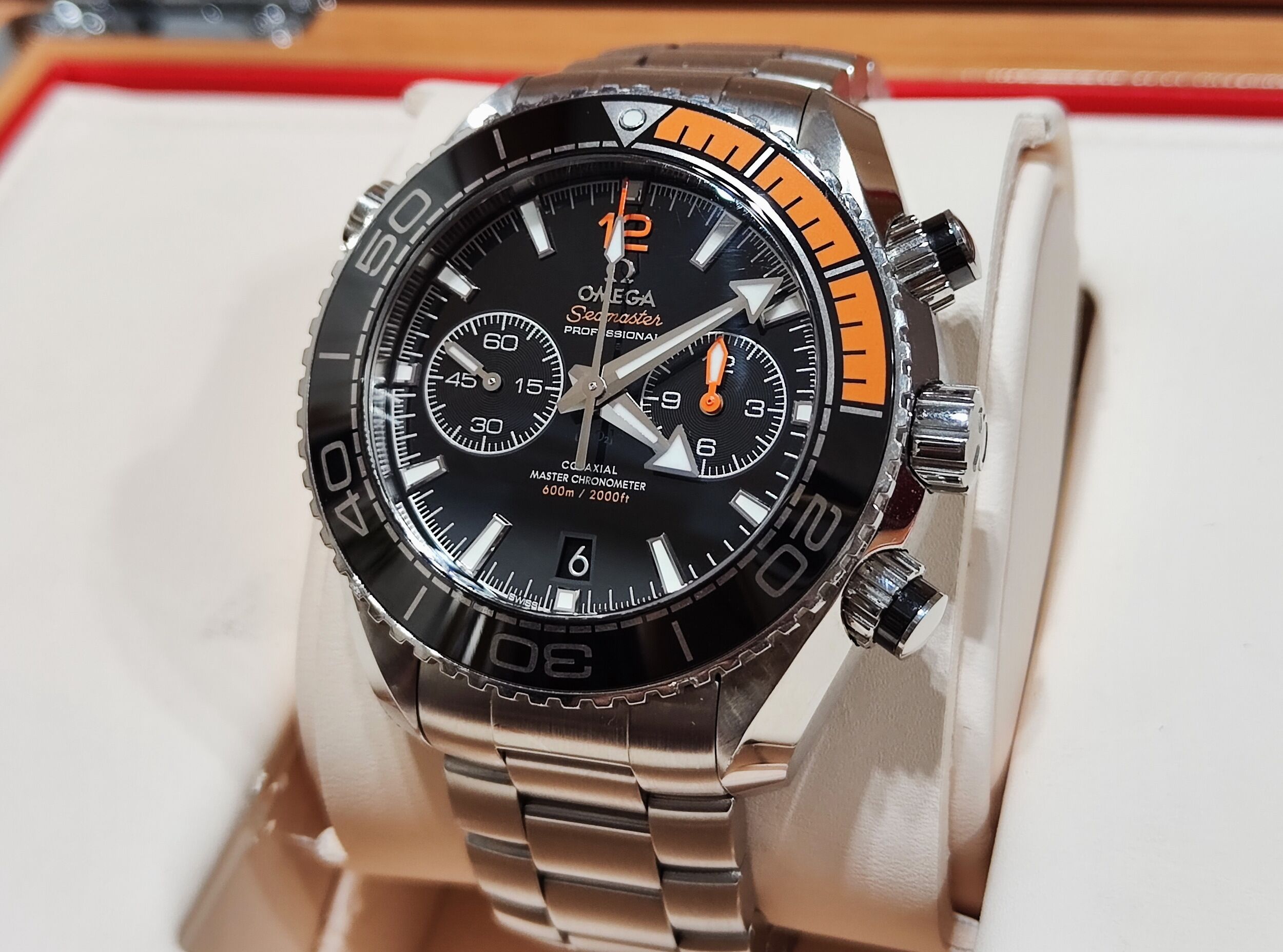 OMEGA 大海馬 Planet Ocean 600米 大錶徑45.5mm 自動上鍊 計時功能 橘海馬~原廠盒單 2