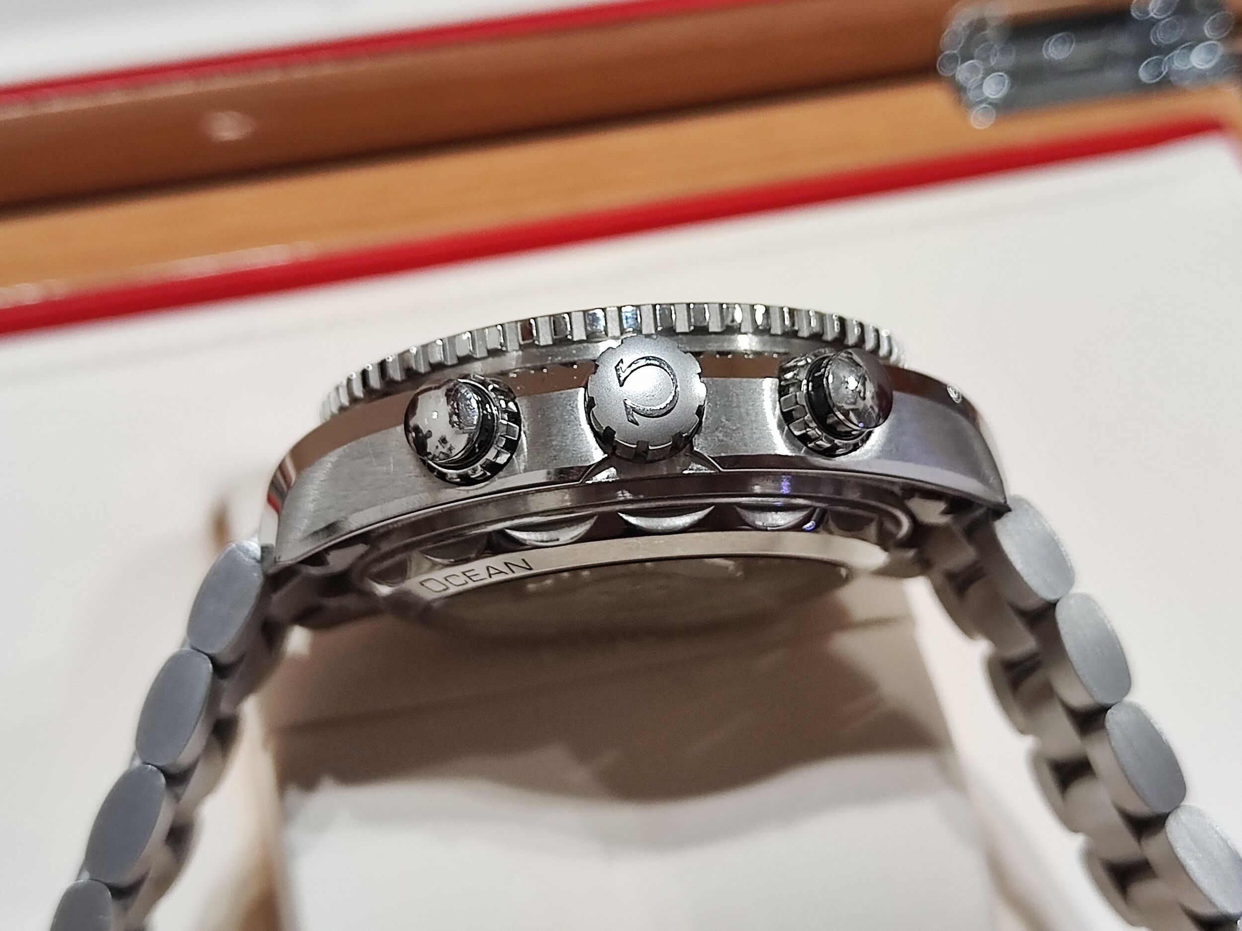 OMEGA 大海馬 Planet Ocean 600米 大錶徑45.5mm 自動上鍊 計時功能 橘海馬~原廠盒單 4