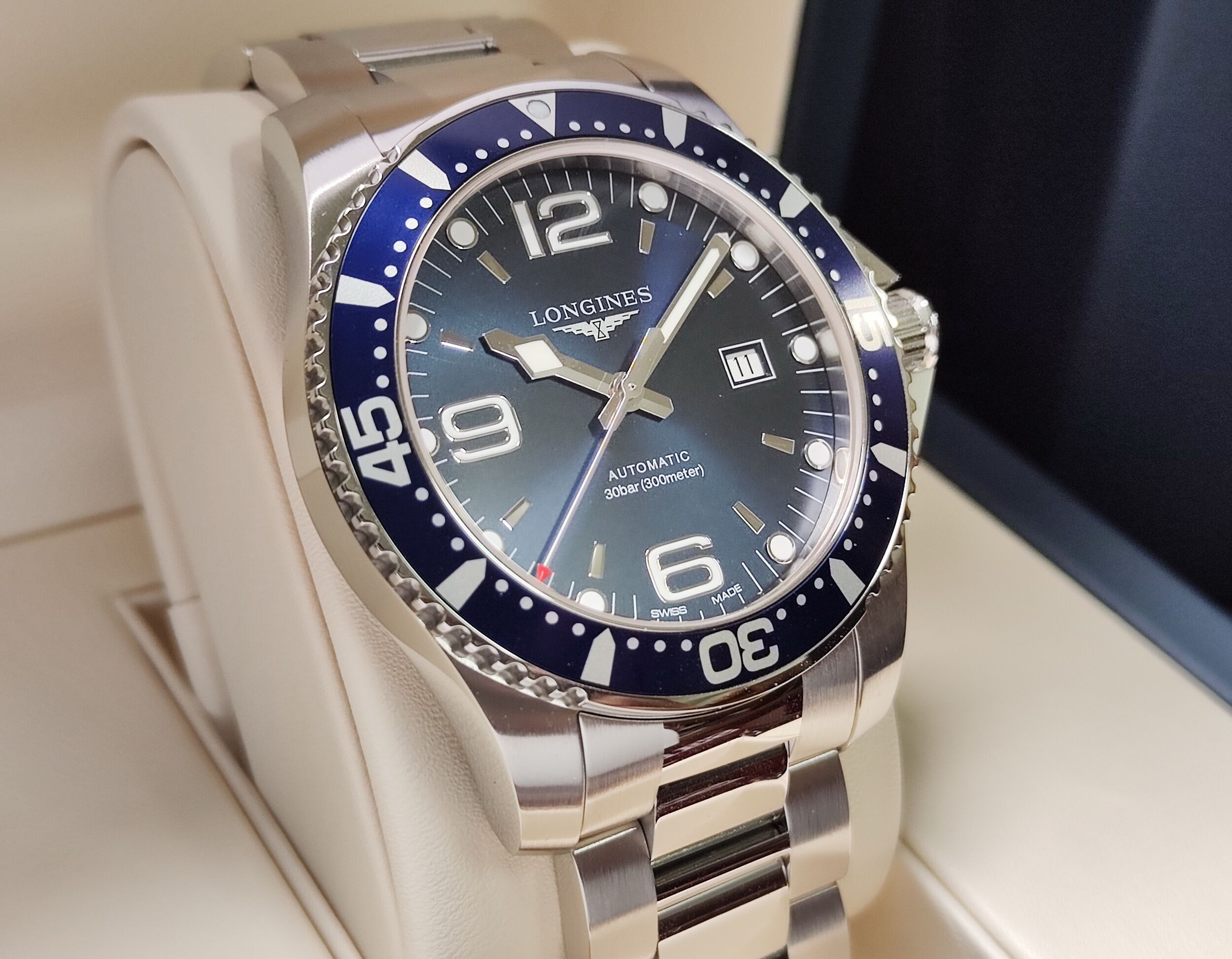 浪琴 近新品 深海征服者 大錶徑44mm 藍色鋁圈 藍色面盤 自動上鍊 浪鬼 水鬼~原廠盒單 2025AD 3