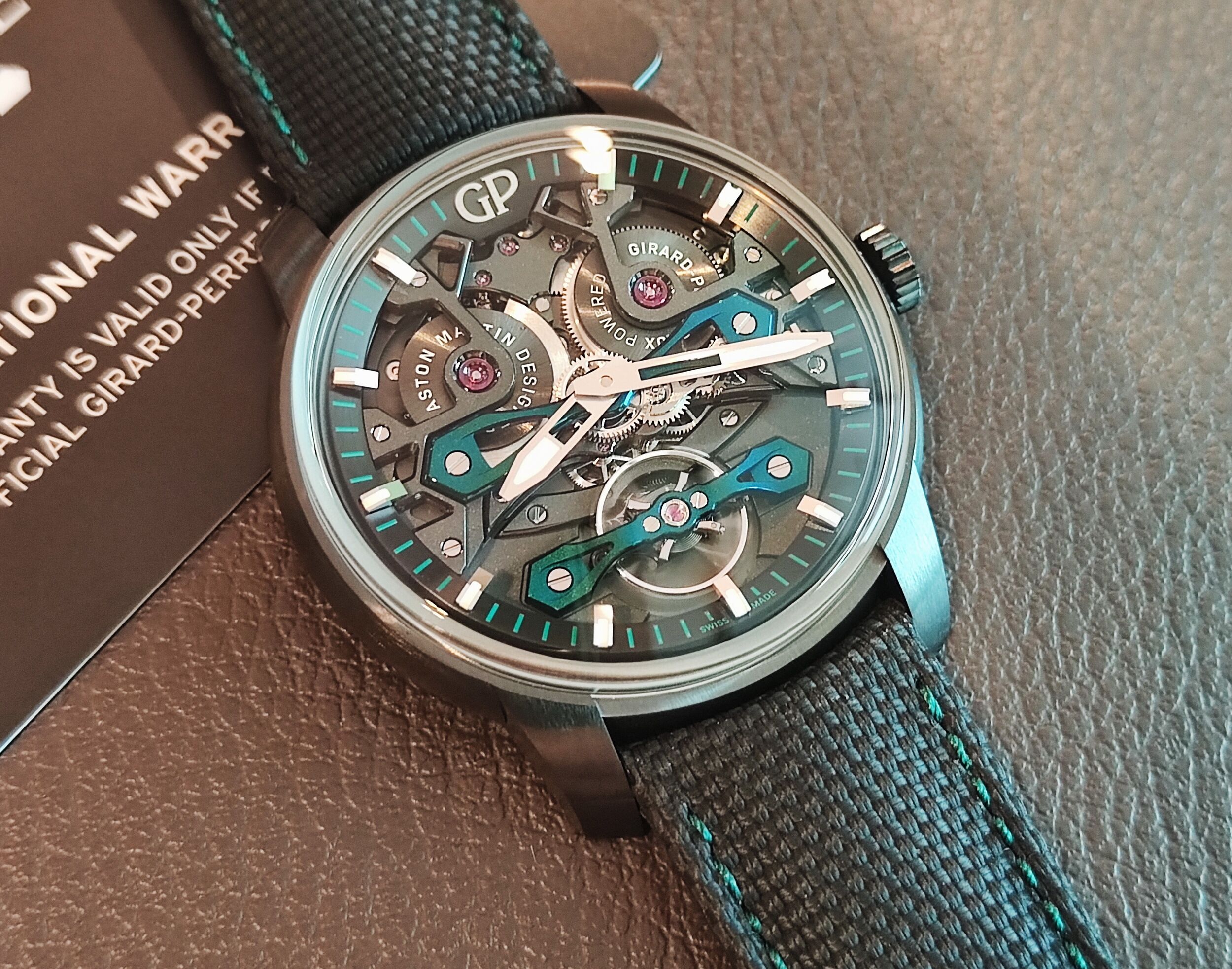 芝柏 GP 全新 Aston Martin 雙飛橋 聯名款 鈦金屬 大錶徑45mm 自動上鍊 鏤空面盤 全球限量~原廠盒單 金橋系列 3