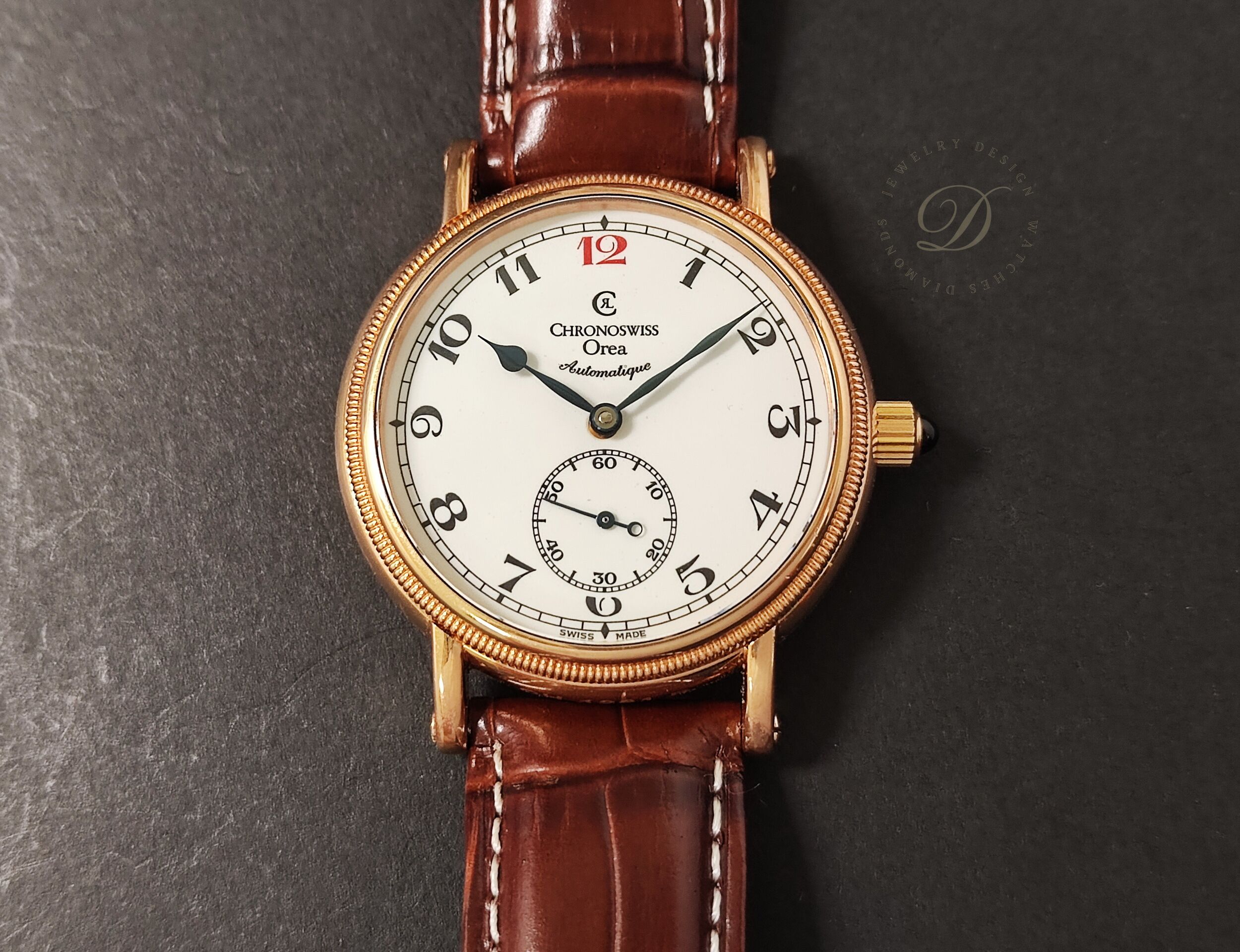 瑞寶 CHRONOSWISS 玫瑰金 紅12 琺瑯面盤 錶徑36.5mm 自動上鍊 CH1261R~原廠盒單