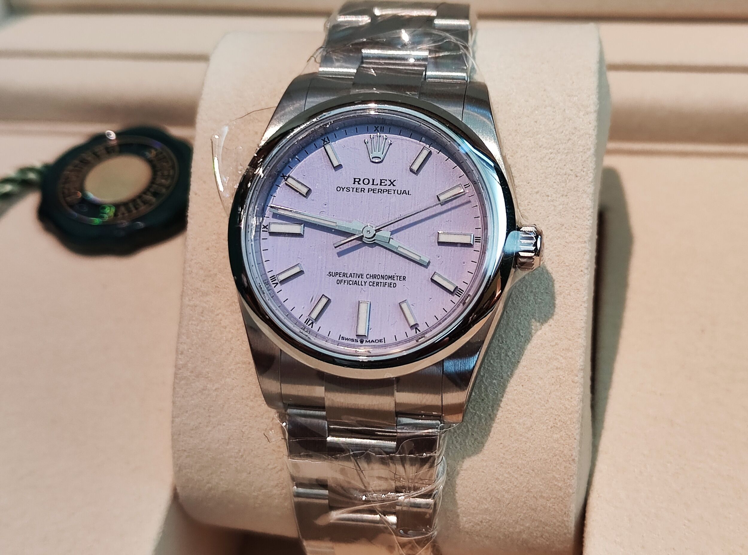 勞力士 全新 124200 薰衣草紫色面盤 錶徑34mm 自動上鍊 粉紫面 OP~原廠盒單 2026 3