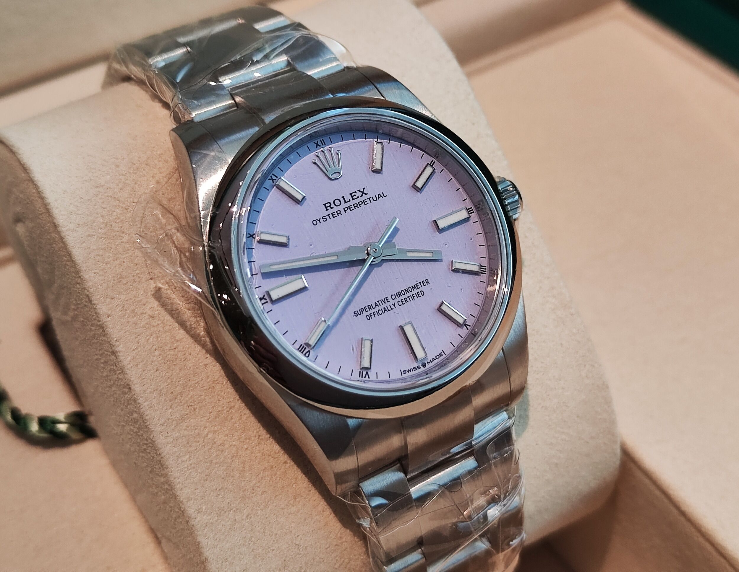 勞力士 全新 124200 薰衣草紫色面盤 錶徑34mm 自動上鍊 粉紫面 OP~原廠盒單 2026 4