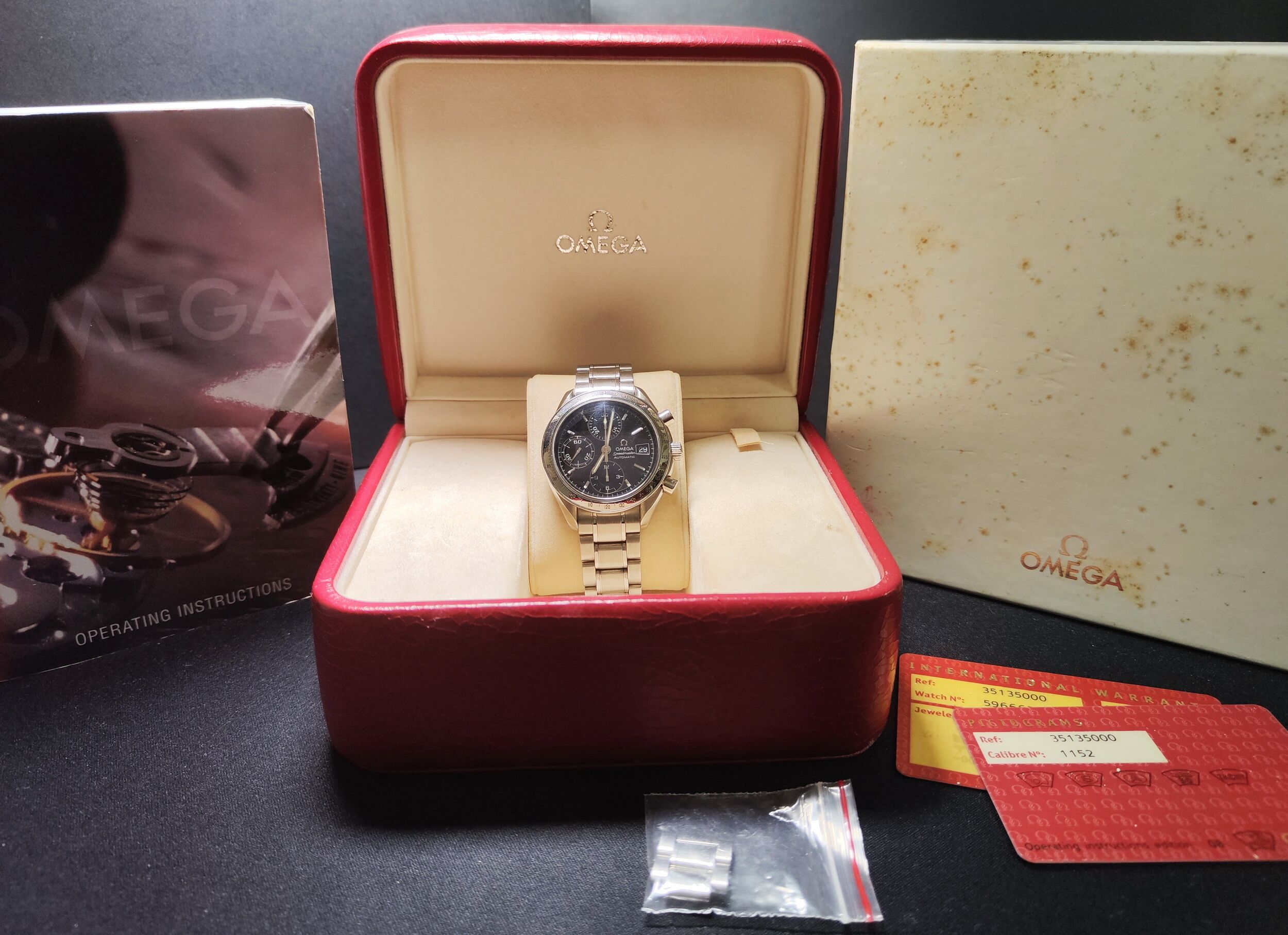 OMEGA 超霸 speedmaster 黑色面盤 錶徑39mm 自動上鍊 計時功能~原廠盒單 木村同款 8