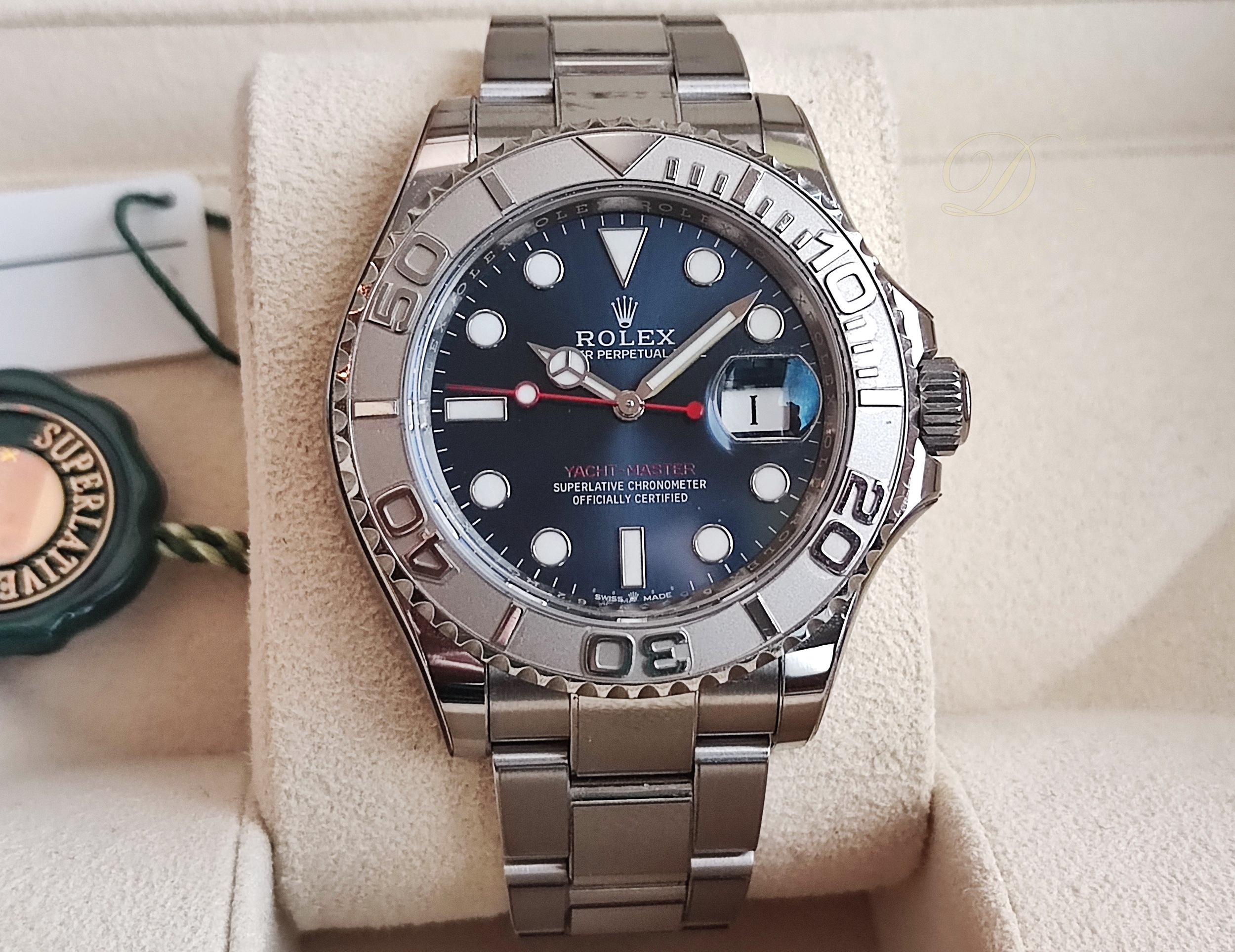 勞力士 126622 遊艇名仕 藍色面盤 錶徑40mm 紅色秒針 自動上鍊 Yacht-Master 鉑金錶圈~原廠盒單 2023保固內