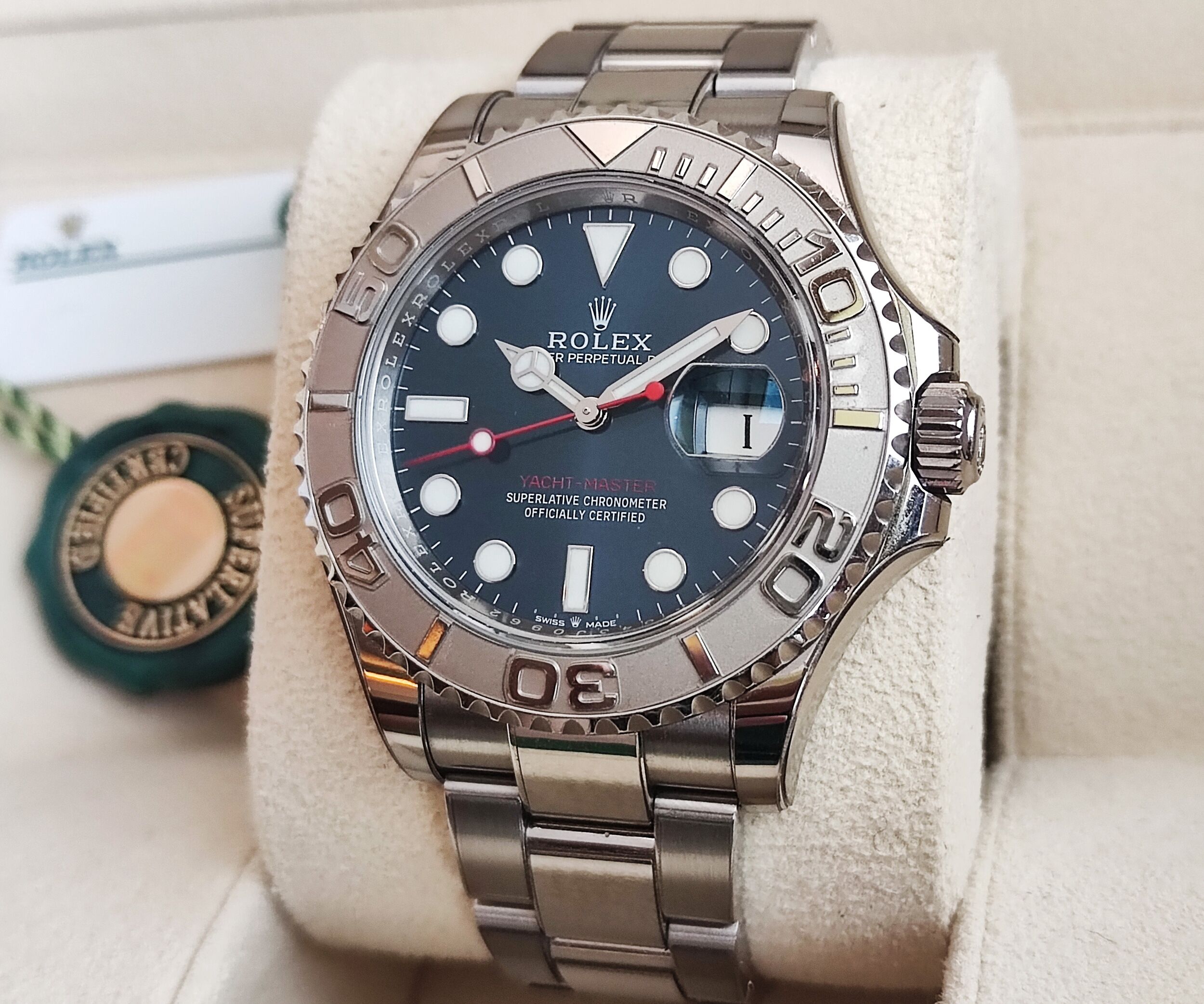 勞力士 126622 遊艇名仕 藍色面盤 錶徑40mm 紅色秒針 自動上鍊 Yacht-Master 鉑金錶圈~原廠盒單 2023保固內 2