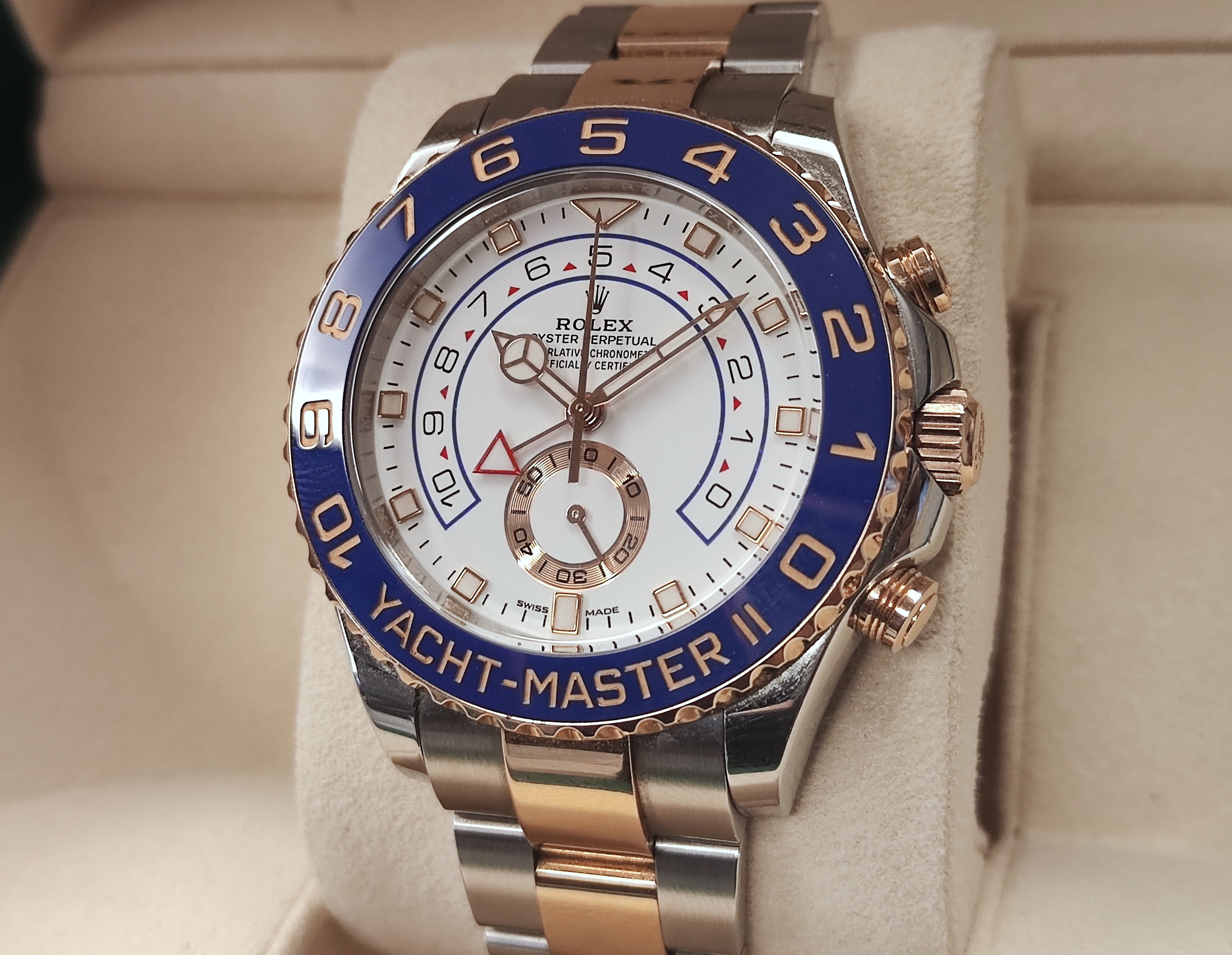 勞力士 116681 半金 玫瑰金 遊艇名仕 Yacht-master 大錶徑44mm 新款賓士針 帆船盃 倒數計時 自動上鍊~原廠盒單 2018 2