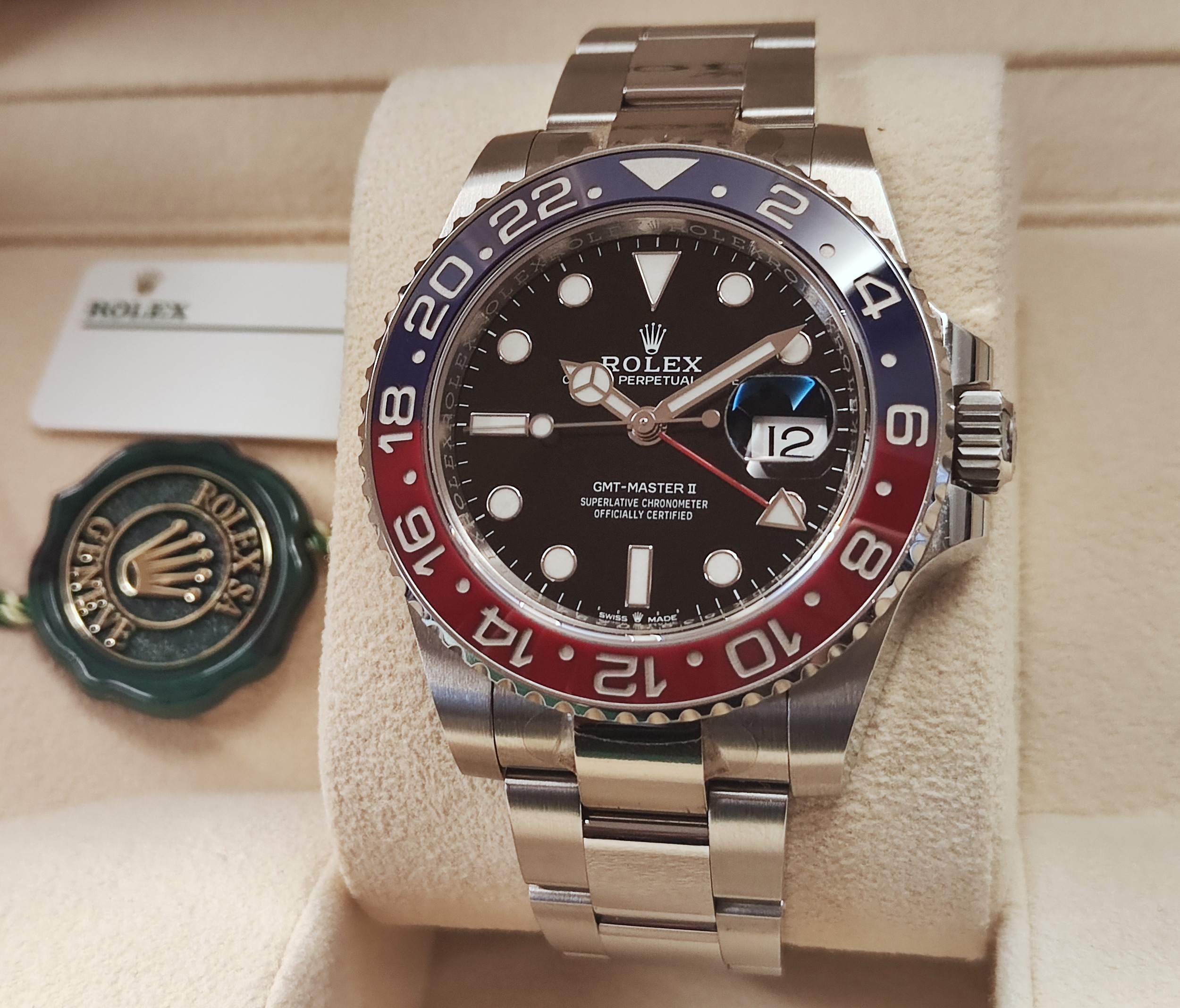 勞力士 126710 紅藍圈 百事圈 錶徑40mm 兩地時間 GMT 雙色陶瓷圈 三板帶~原廠盒單 2022 2