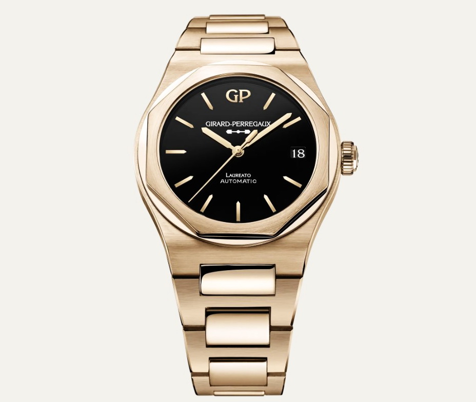 芝柏 GP 桂冠 玫瑰金 黑色縞瑪瑙面盤 大錶徑42mm 經典八角型錶圈 自動上鍊~原廠盒單 5