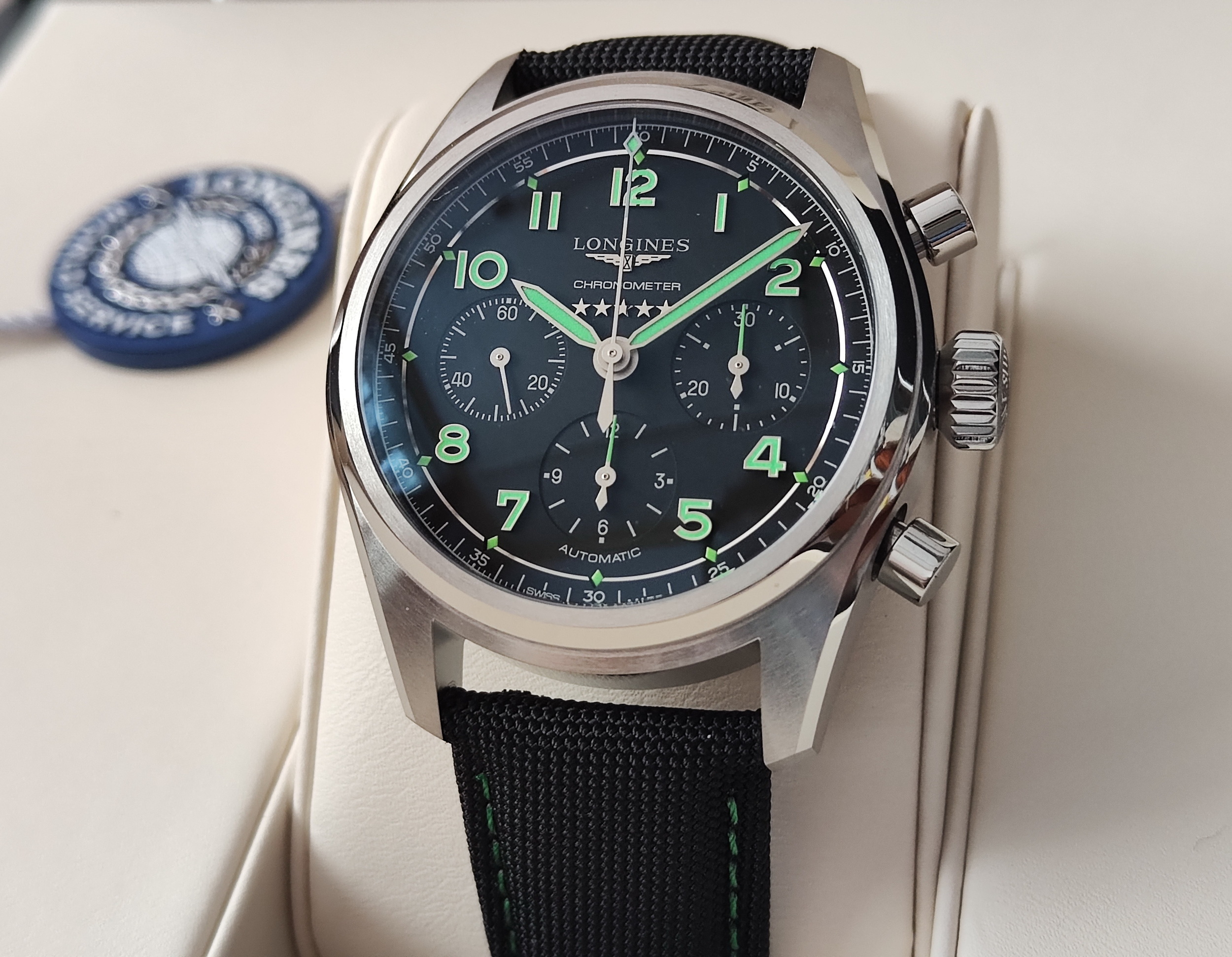 浪琴 全新 Spirit 先行者 五級鈦金屬 特別版 大錶徑42mm 自動上鍊 綠色刻度 計時功能~原廠盒單 2026AD 2