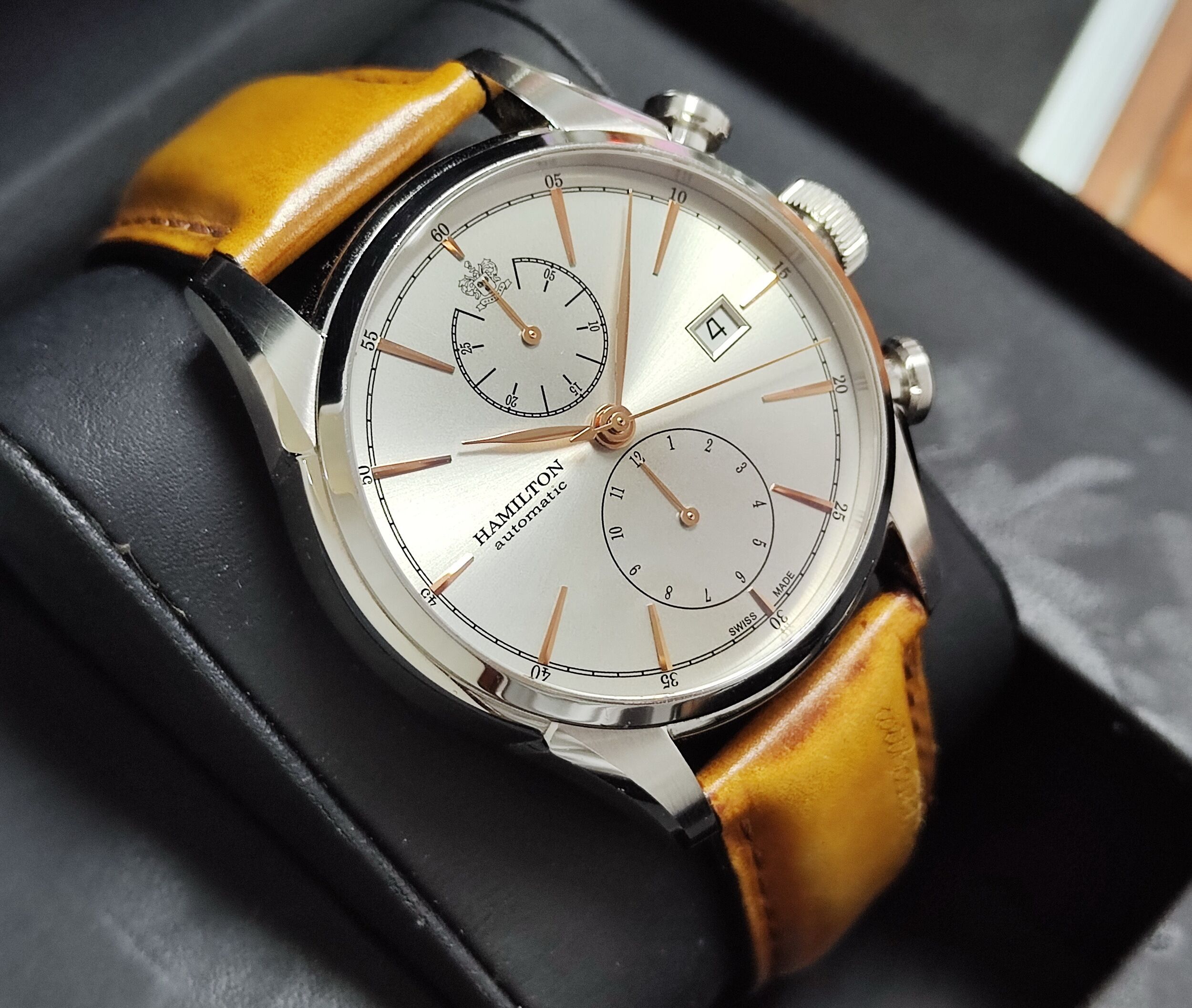 漢米爾頓 美國經典系列 大錶徑42mm 自動上鍊 金色指針 計時功能 Spirit of Liberty~原廠錶盒 3