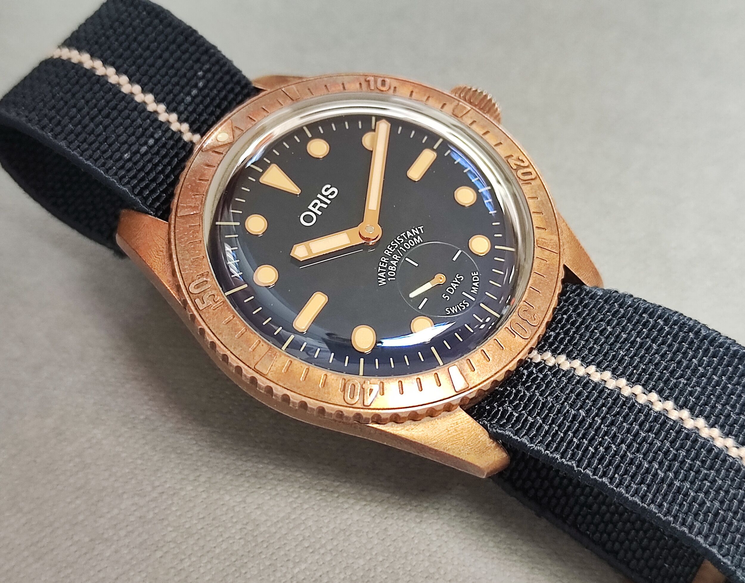 豪利時 ORIS 怒海潛將 限量青銅錶 藍色面盤 自動上鍊 Cal. 401五日鍊~原廠盒單 原廠保固內 7