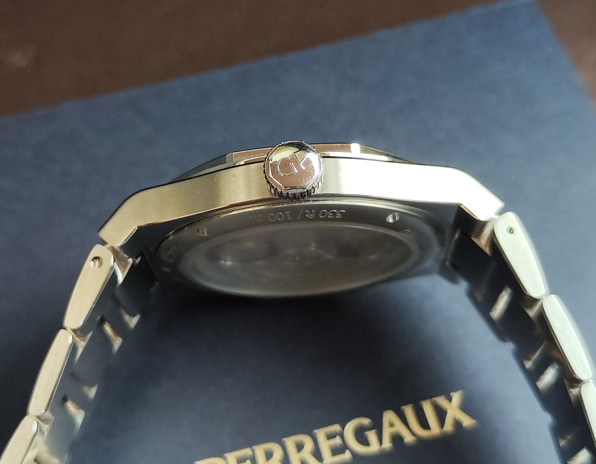 芝柏 GP 桂冠 黑色面盤 大錶徑42mm 經典八角型錶圈 自動上鍊 近新~原廠盒單 國內AD 4