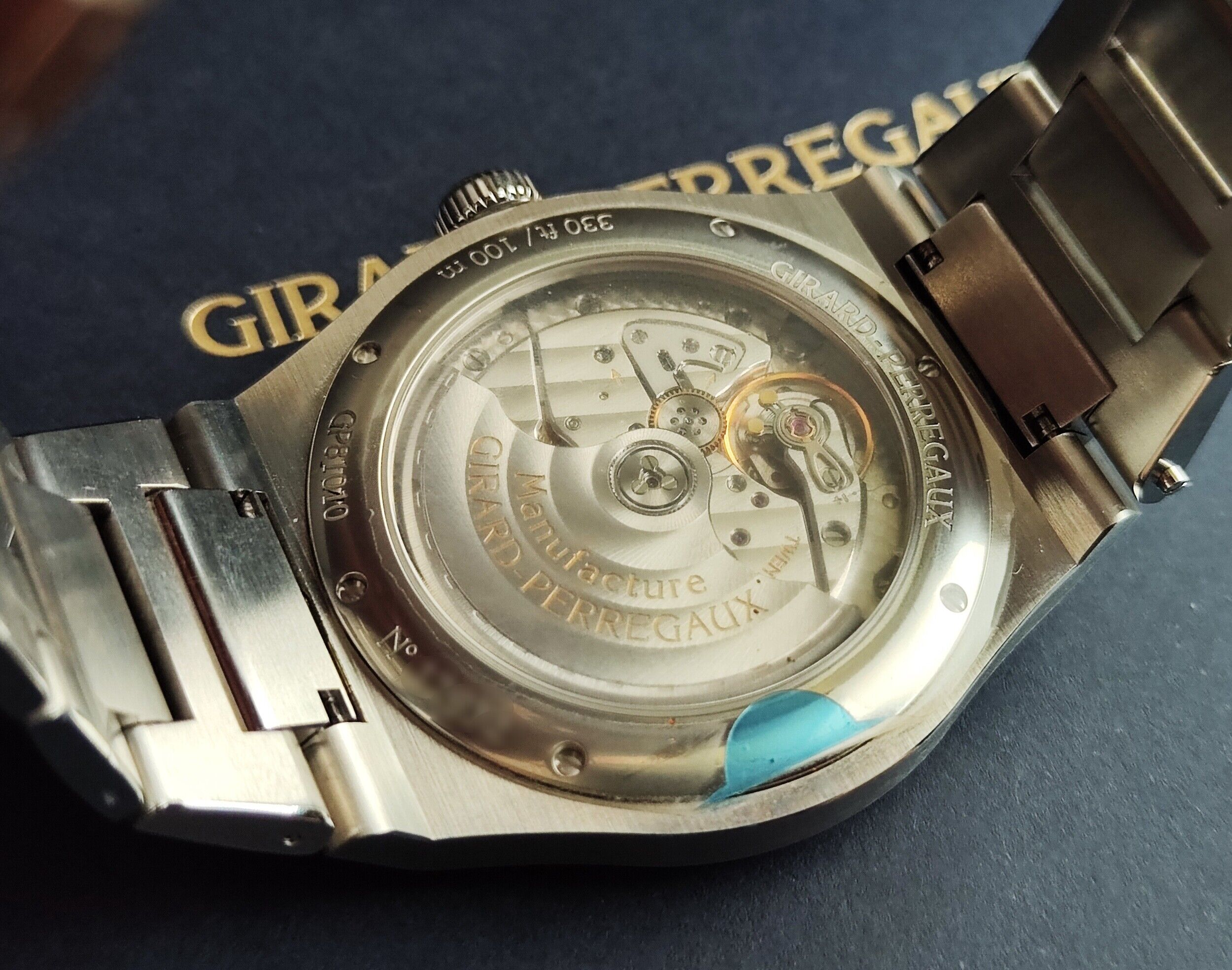 芝柏 GP 桂冠 黑色面盤 大錶徑42mm 經典八角型錶圈 自動上鍊 近新~原廠盒單 國內AD 5