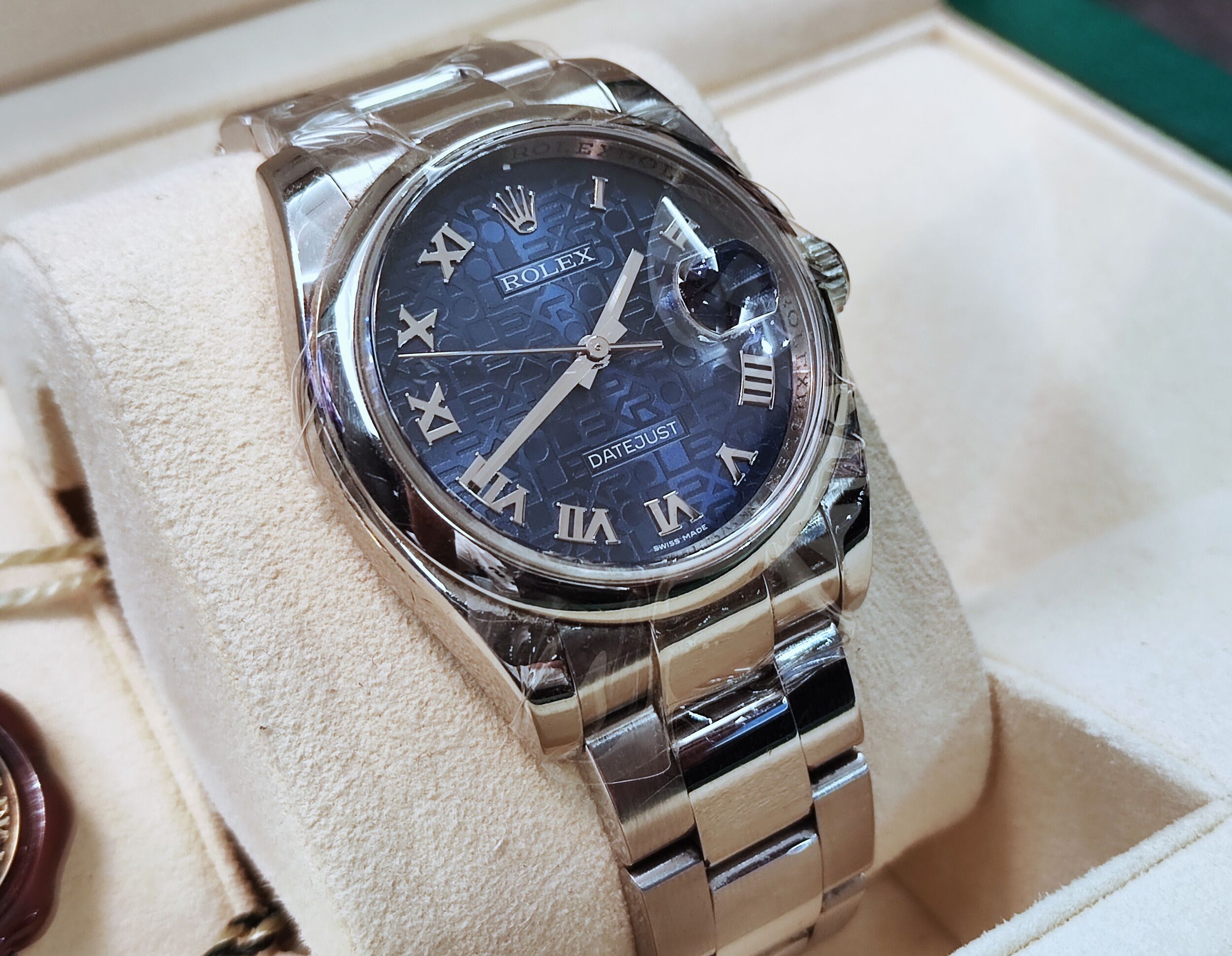 勞力士 絕版116200 藍色紀念面盤 錶徑36mm 自動上鍊 羅馬數字~原廠盒單 電腦面 3