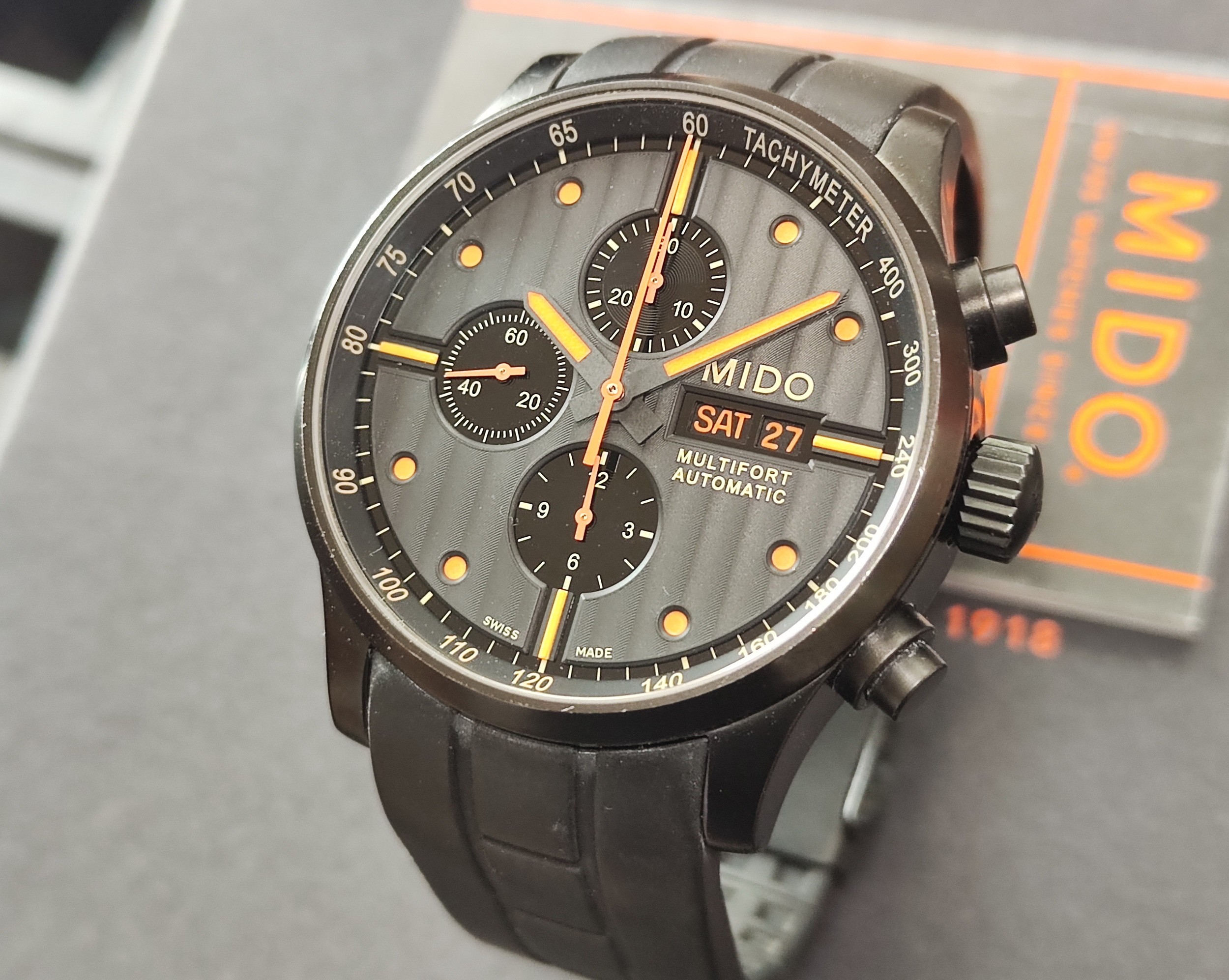 MIDO 美度 MULTIFORT 先鋒系列 大錶徑44mm 鍍黑錶殼 自動上鍊 計時功能~原廠盒單 國內AD 2