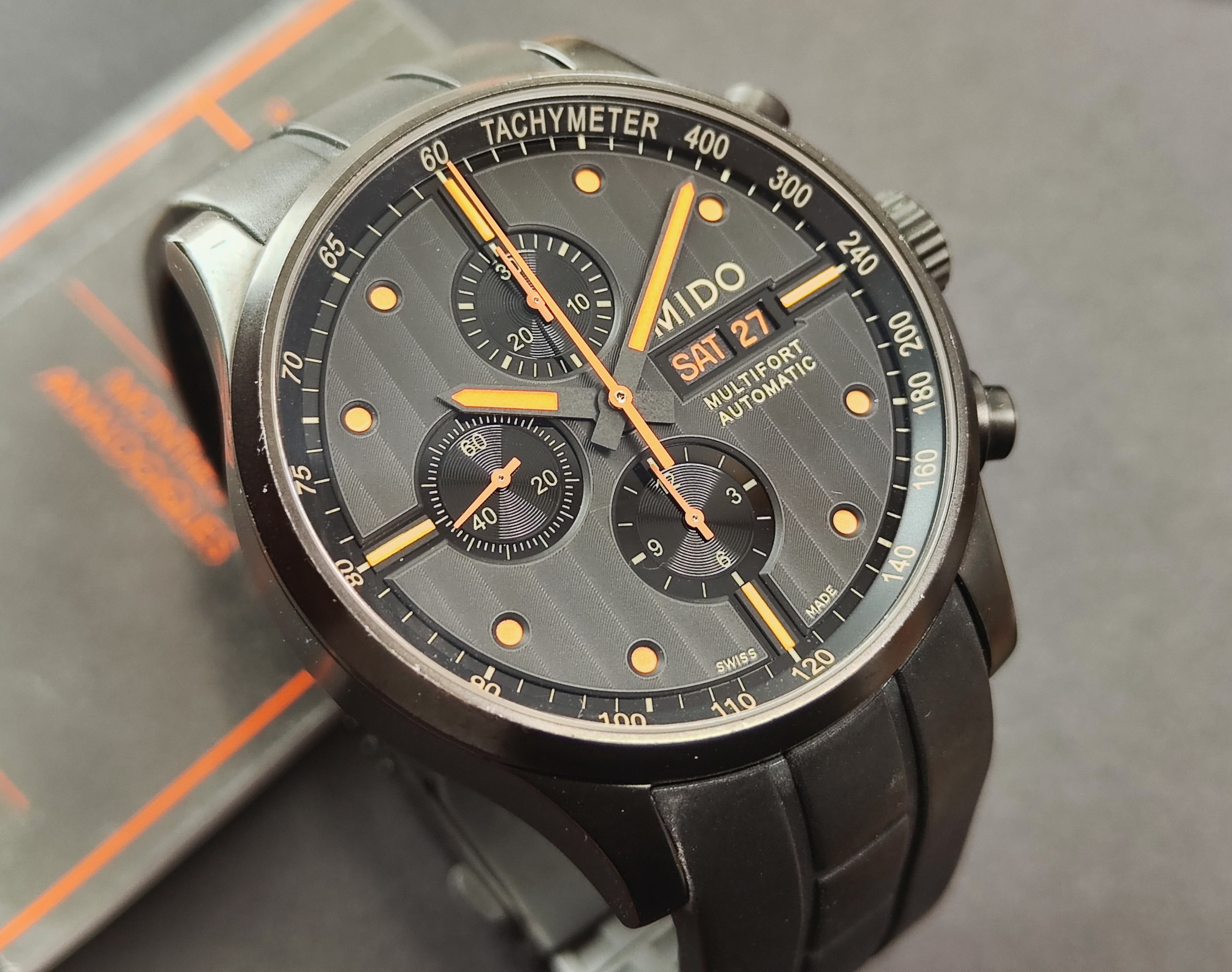 MIDO 美度 MULTIFORT 先鋒系列 大錶徑44mm 鍍黑錶殼 自動上鍊 計時功能~原廠盒單 國內AD 3