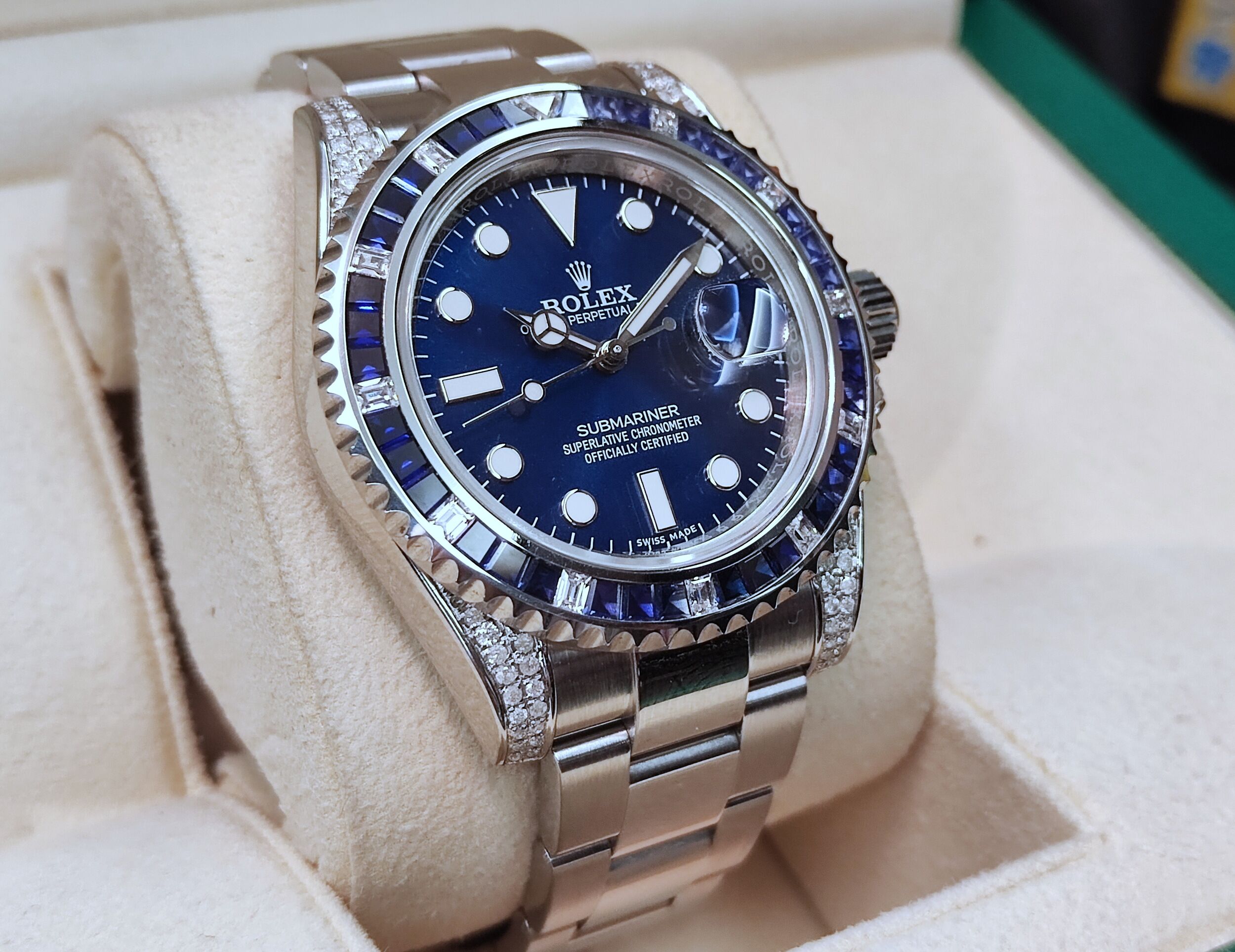 勞力士116610 黑水鬼 精鑲藍寶石外圈 鑽石 錶徑40mm 自動上鍊 渣男款~原廠盒單 116610LN 3