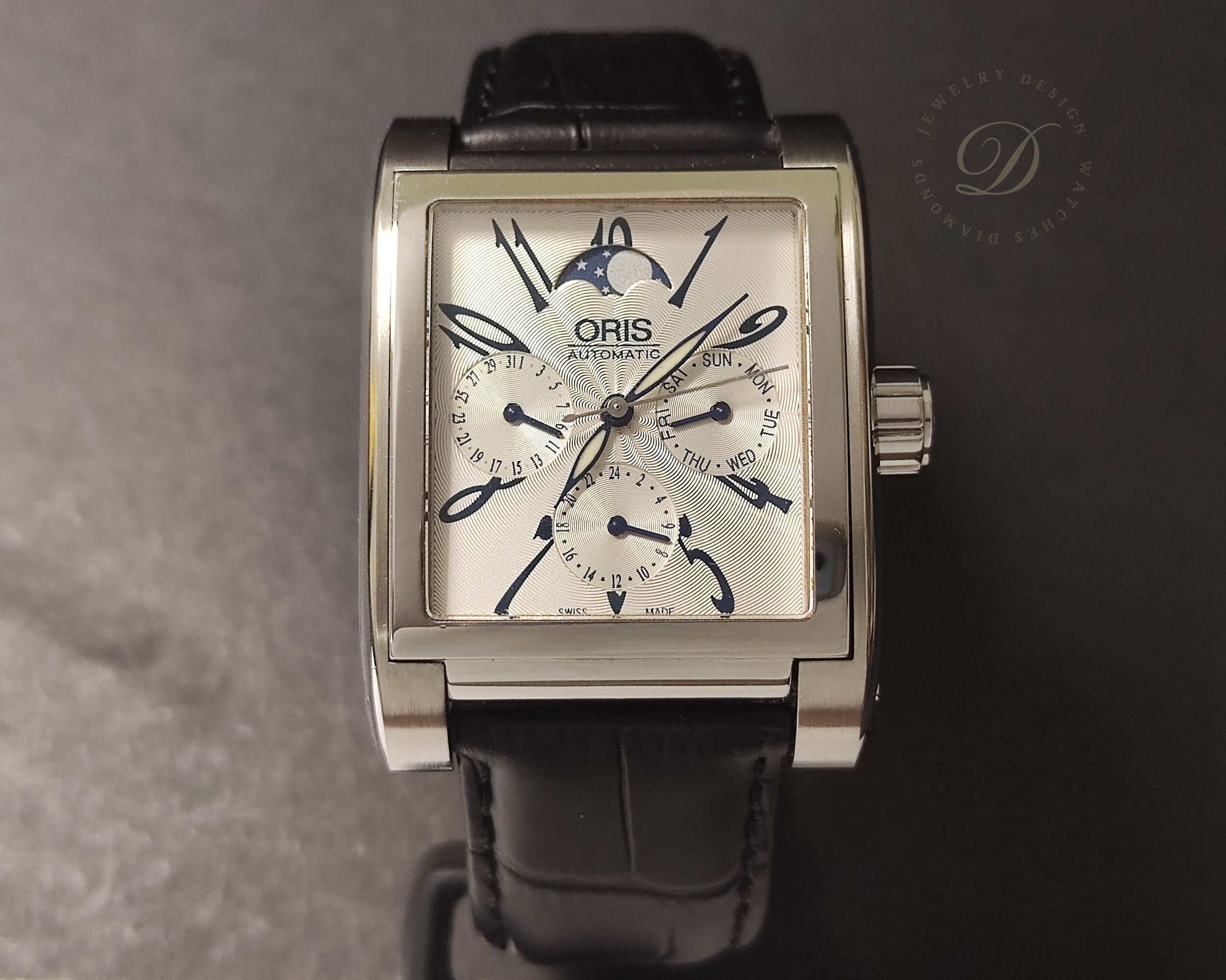 豪力時 ORIS 方形 月相盈虧 全日曆 大錶徑 自動上鍊 絕版珍藏