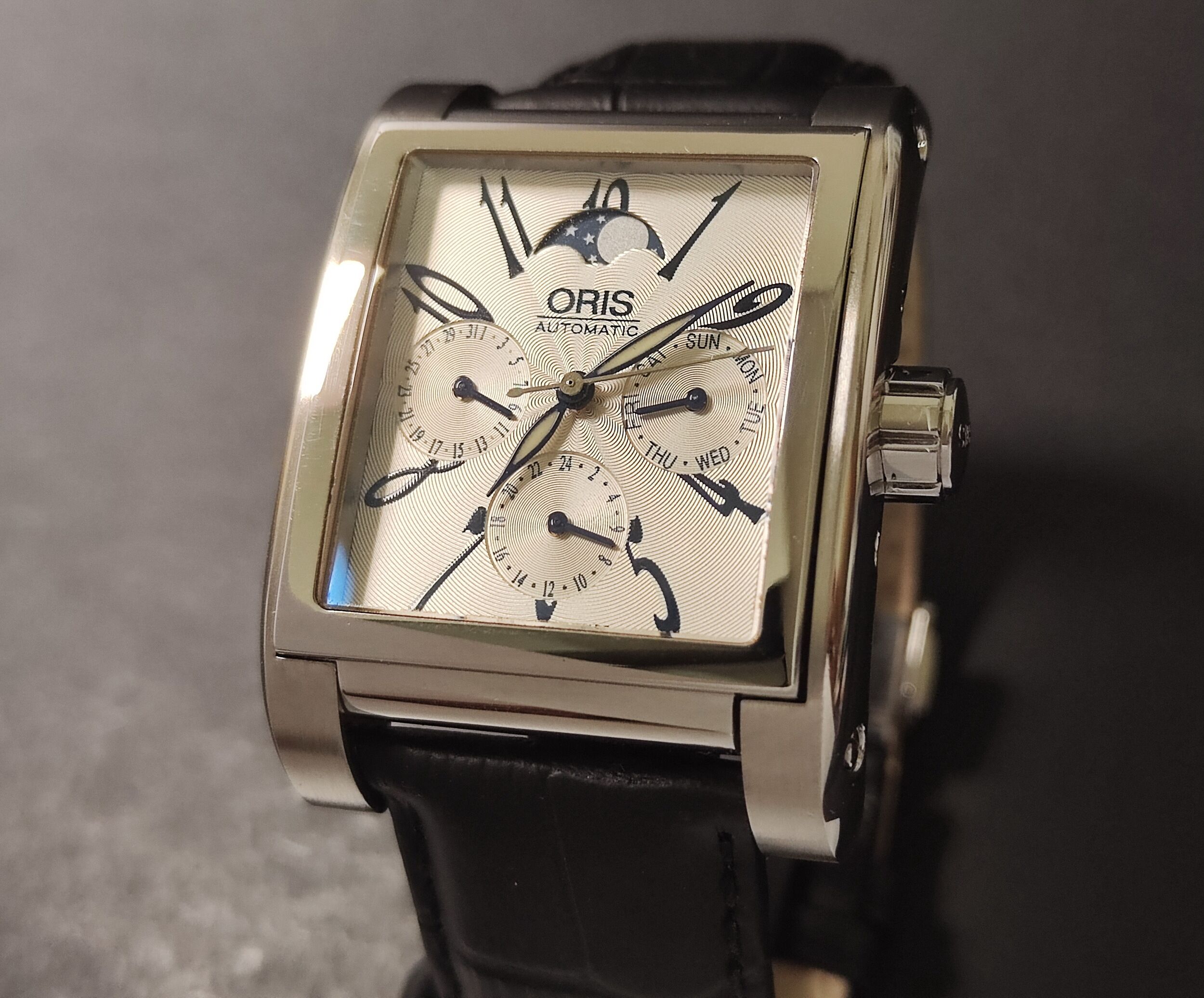 豪力時 ORIS 方形 月相盈虧 全日曆 大錶徑 自動上鍊 絕版珍藏 2