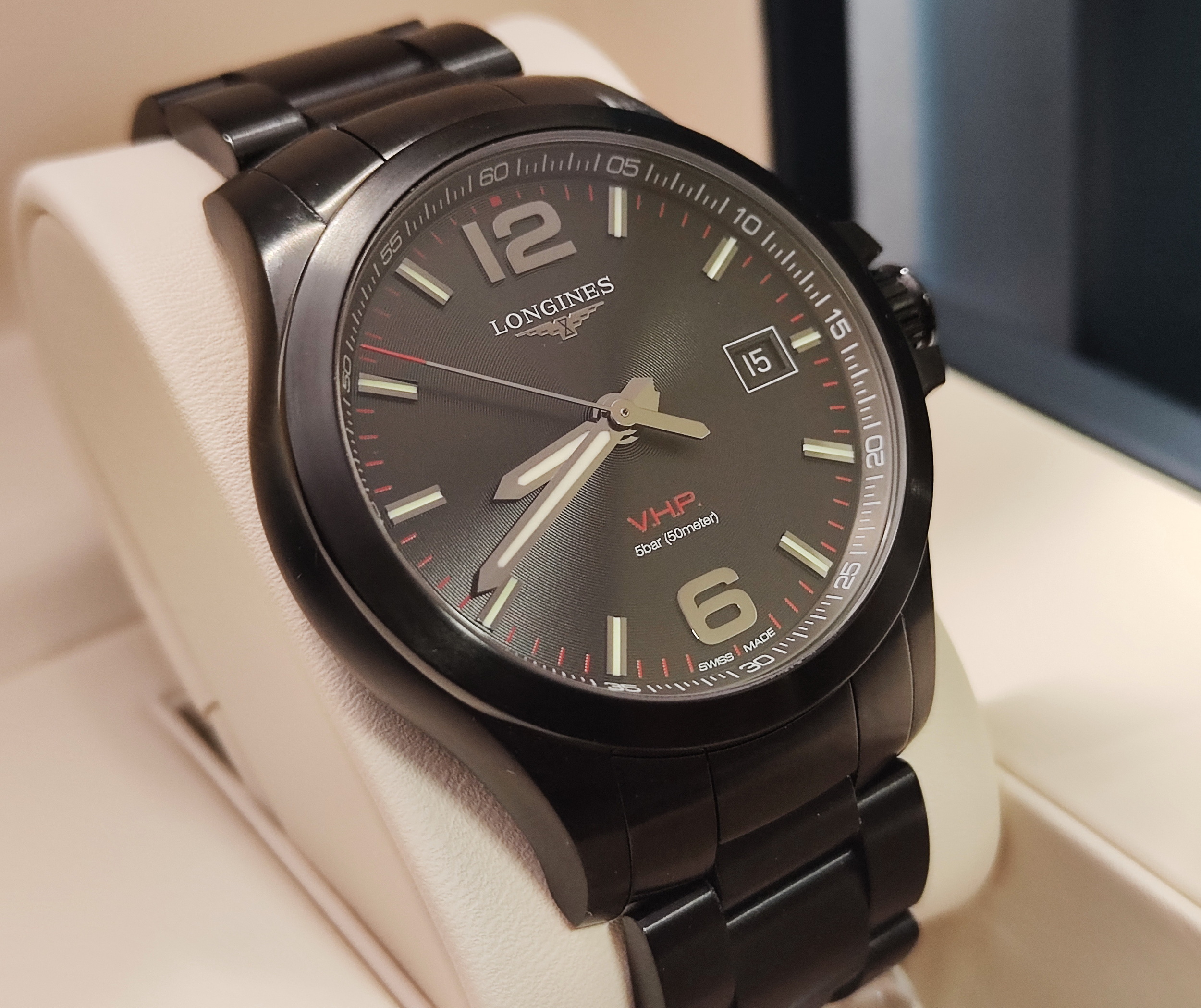 浪琴 深海征服者 V.H.P.萬年曆 黑色PVD 大錶徑43mm 石英機芯~原廠盒單 2025AD 4