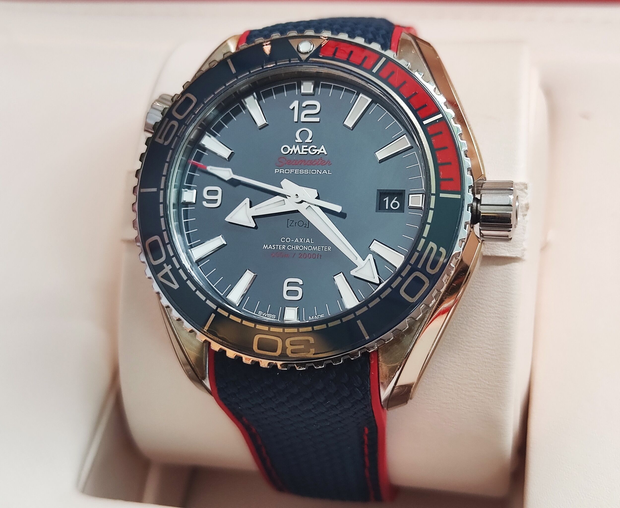 OMEGA 海馬 Planet Ocean 平昌冬奧 限量款 大錶徑43.5mm 原廠橡膠錶帶 奧運 奧林匹克~原廠盒單 2020 2