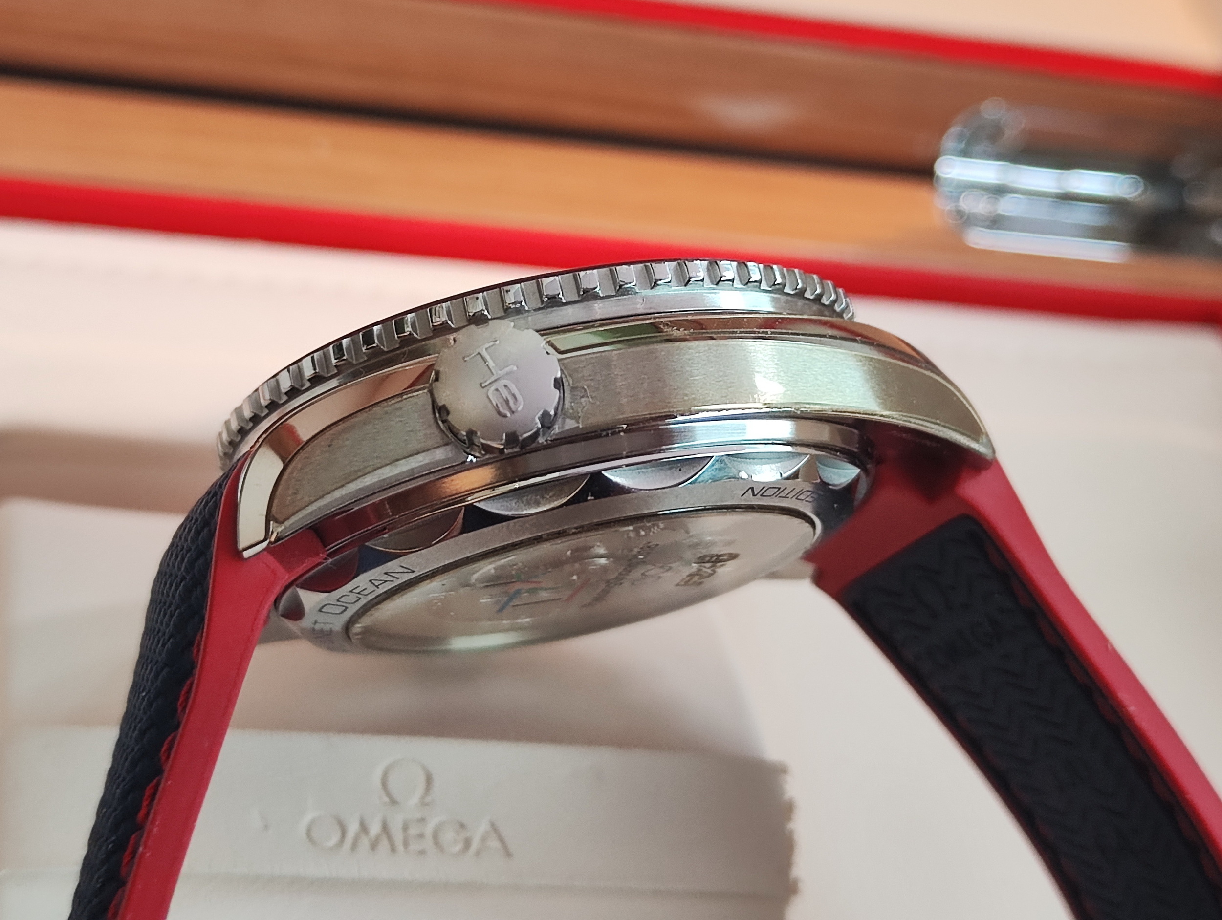 OMEGA 海馬 Planet Ocean 平昌冬奧 限量款 大錶徑43.5mm 原廠橡膠錶帶 奧運 奧林匹克~原廠盒單 2020 6