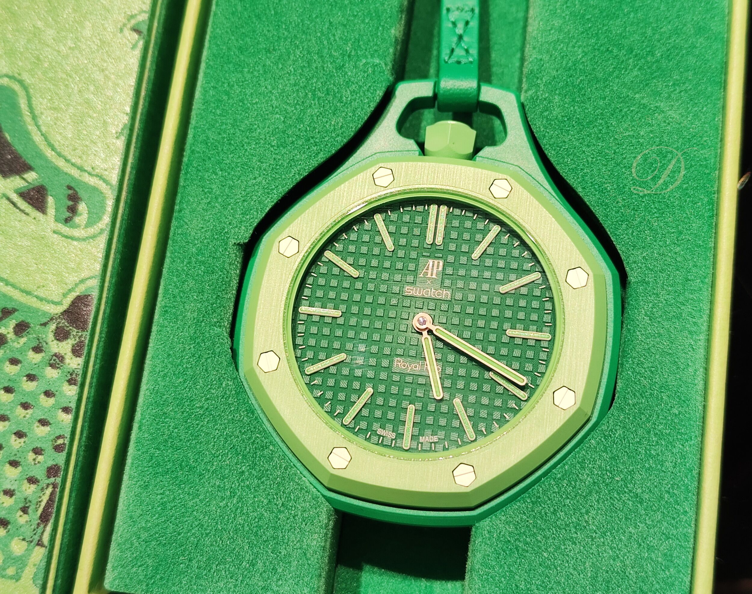 AP x SWATCH 皇家橡樹聯名ROYAL POP 懷錶 GREEN EIGHT 綠色款 手動上鍊~原廠盒單 2026 2