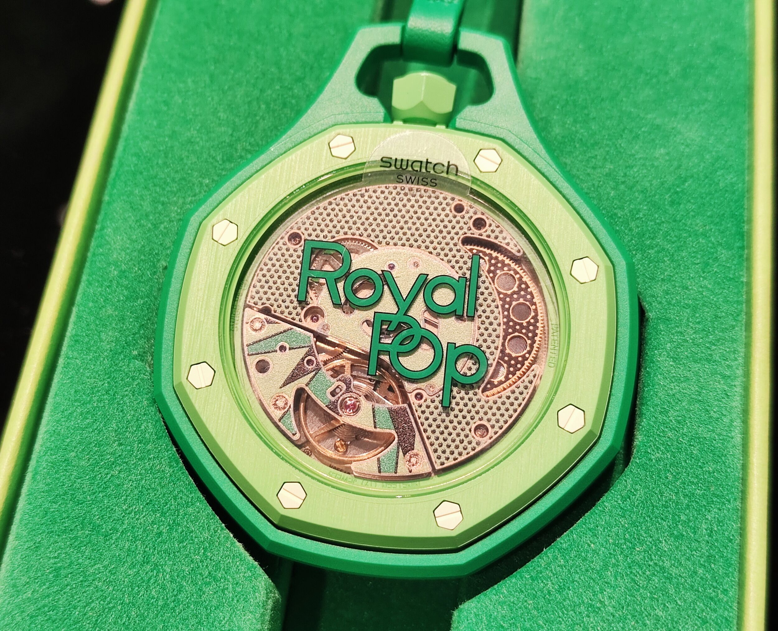 AP x SWATCH 皇家橡樹聯名ROYAL POP 懷錶 GREEN EIGHT 綠色款 手動上鍊~原廠盒單 2026 3