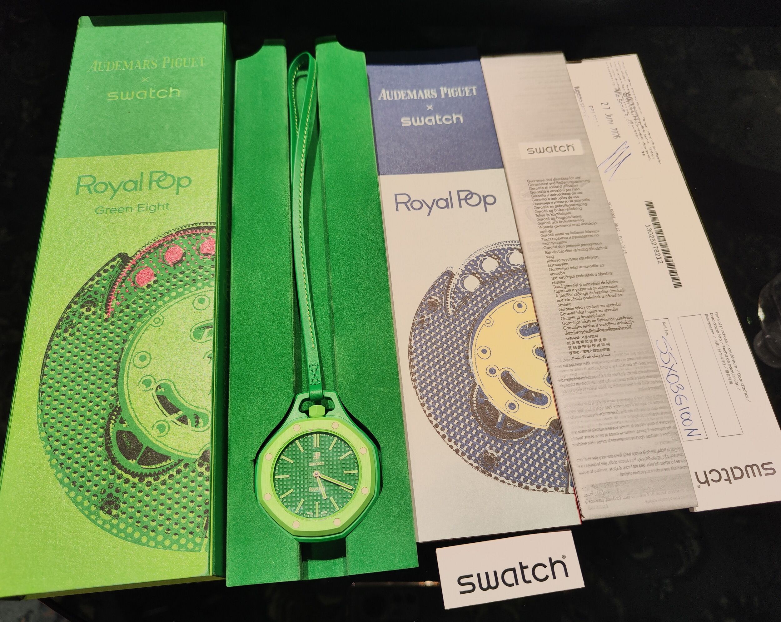 AP x SWATCH 皇家橡樹聯名ROYAL POP 懷錶 GREEN EIGHT 綠色款 手動上鍊~原廠盒單 2026 4