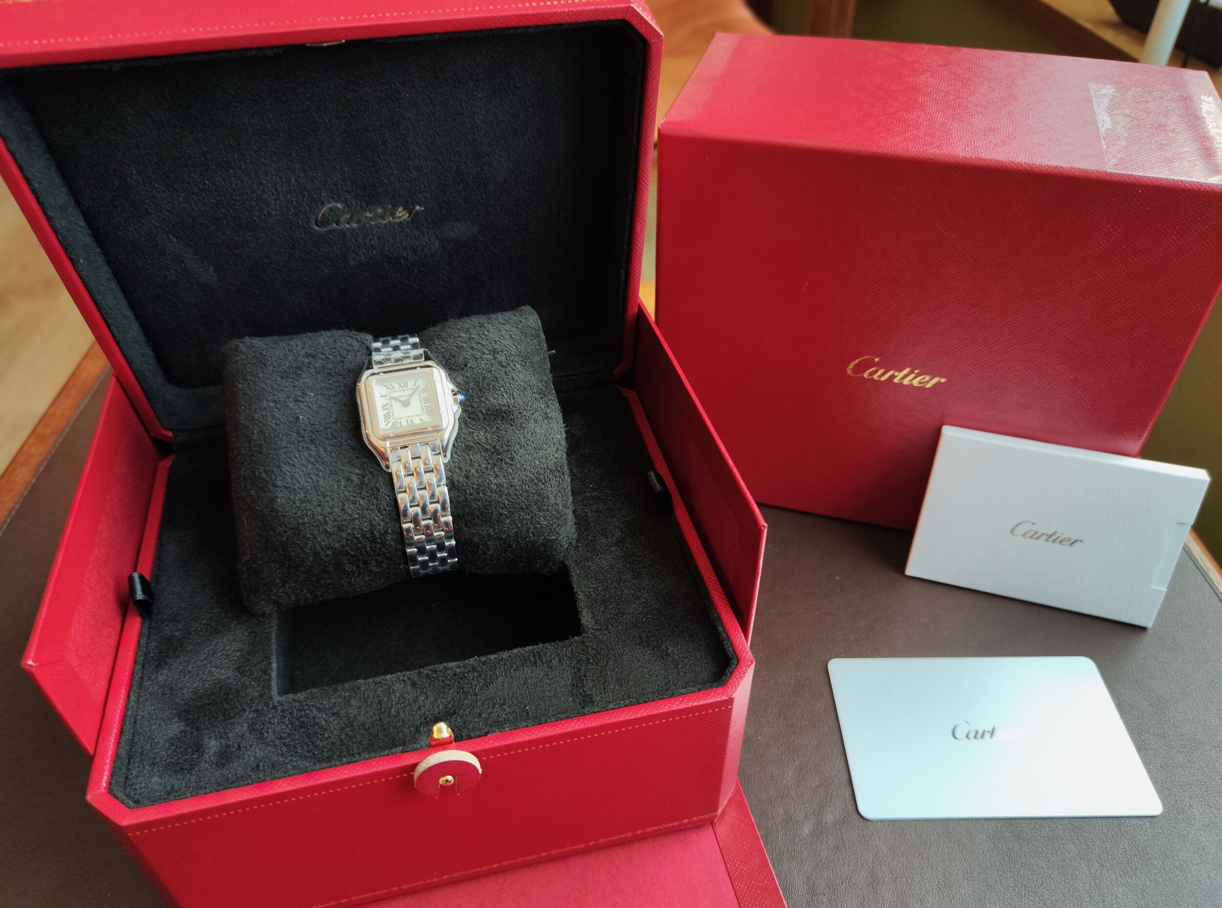 卡地亞 CARTIER 全新 美洲豹 銀色面盤 錶徑寬23*30mm 石英機芯 羅馬數字~原廠盒單 2026 5