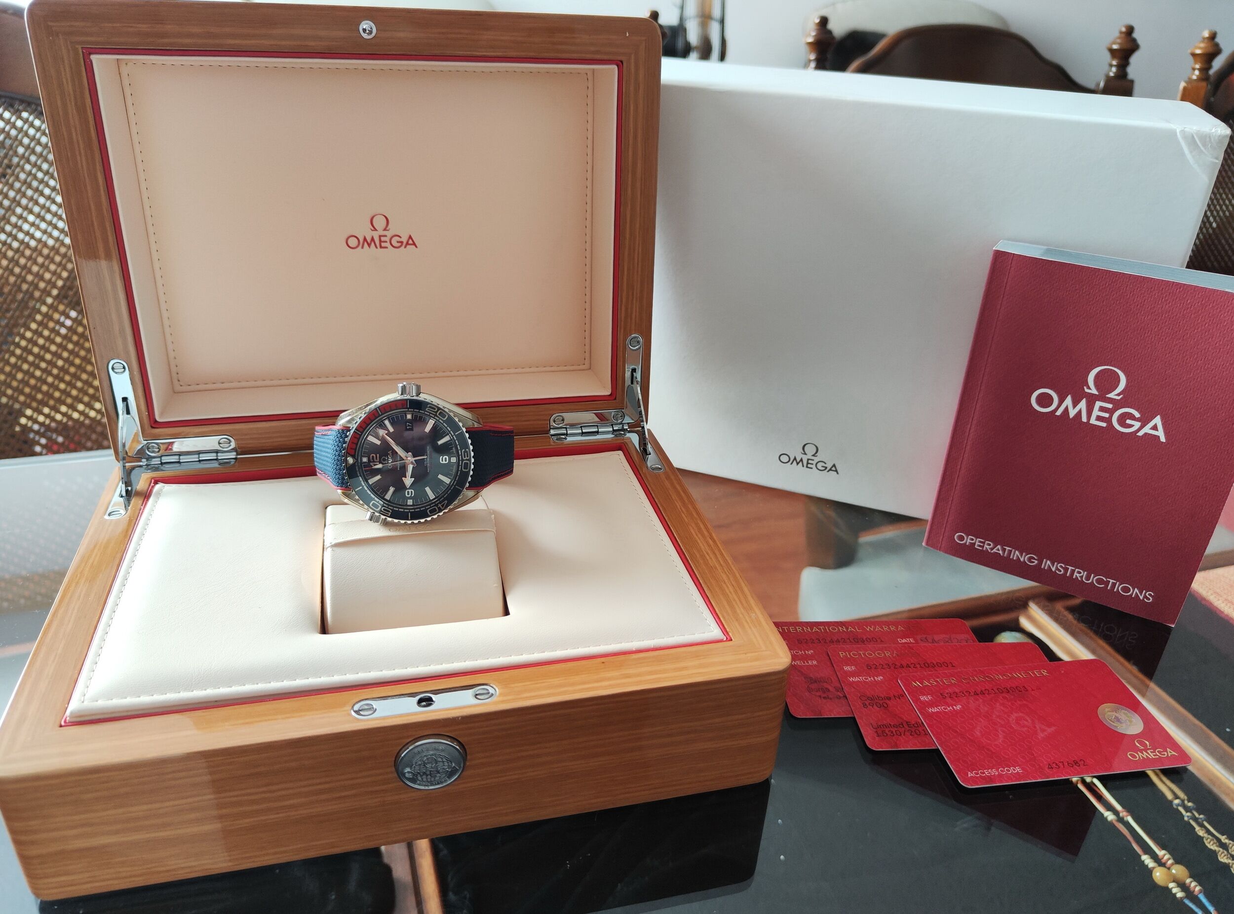 OMEGA 海馬 Planet Ocean 平昌冬奧 限量款 大錶徑43.5mm 原廠橡膠錶帶 奧運 奧林匹克~原廠盒單 2020 9